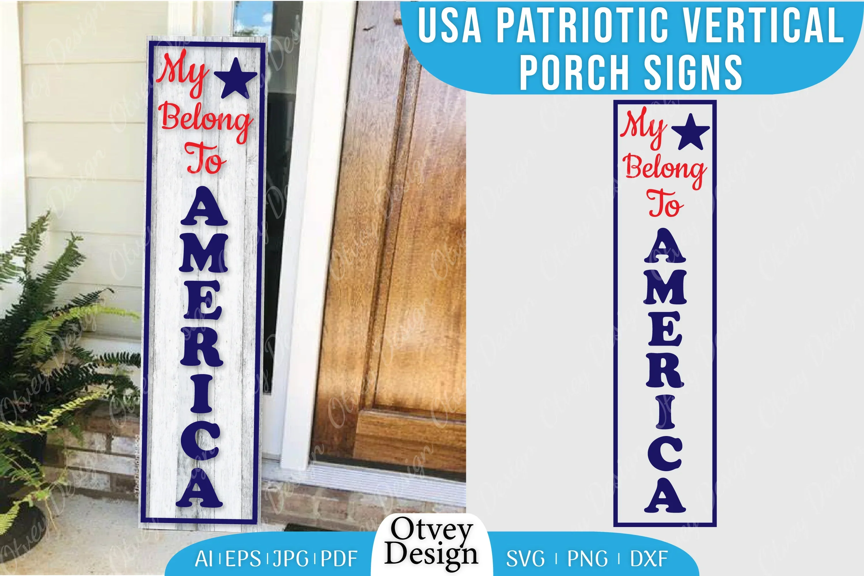 USA Patriotic Vertical Porch Signs SVG Bundle