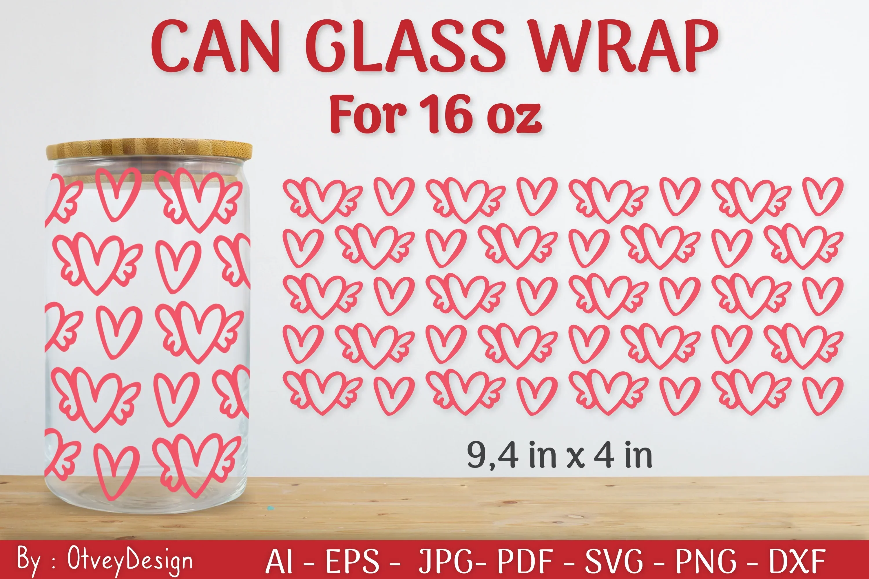 Valentine Can Glass 16 OZ SVG Bundle