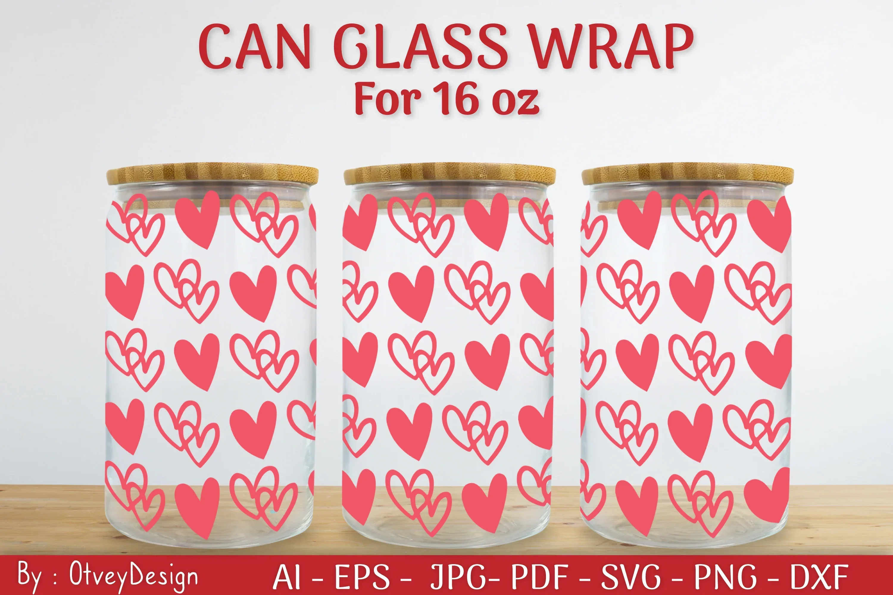 Valentine Can Glass 16 OZ SVG Bundle - Image 2