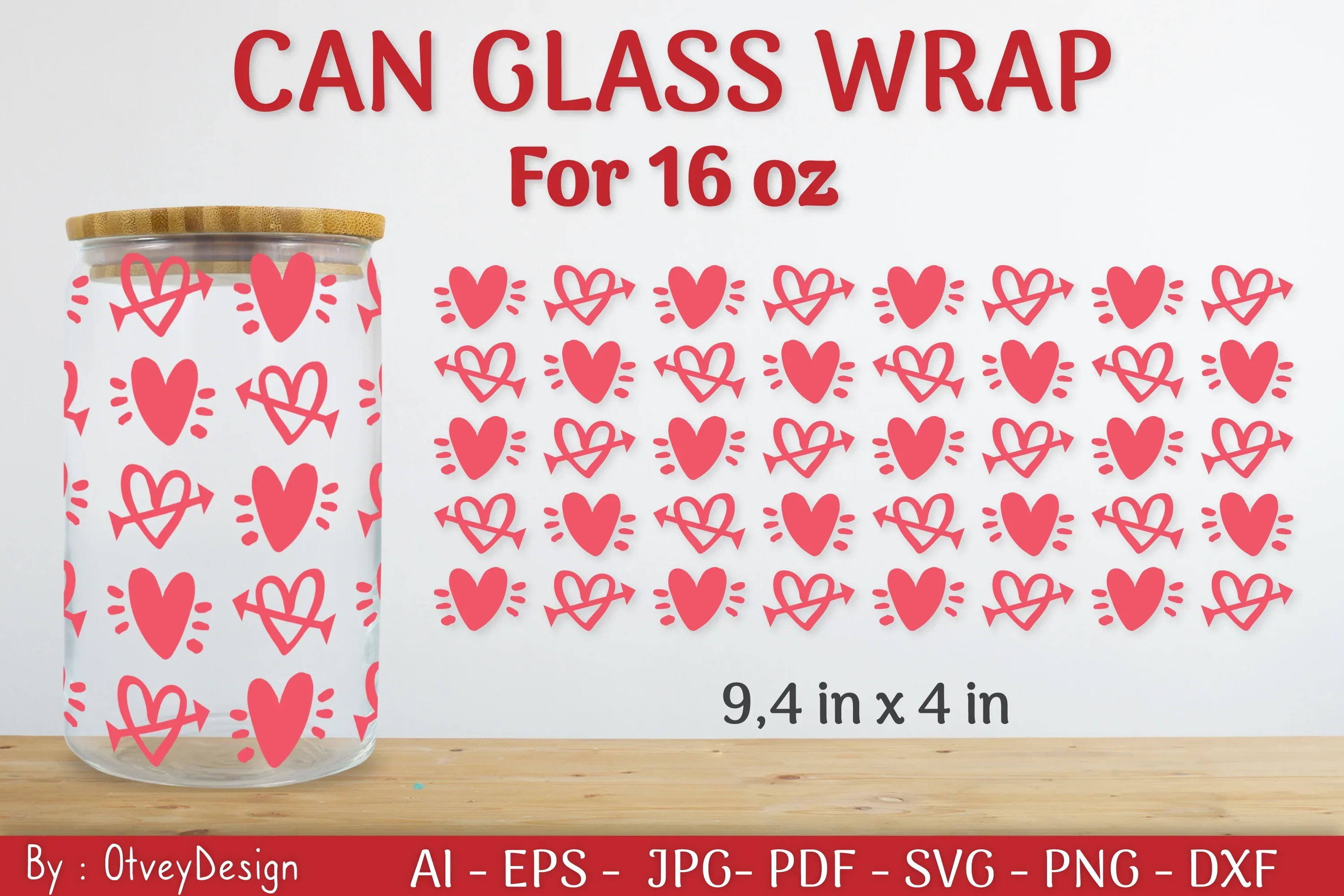 Valentine Can Glass 16 OZ SVG Bundle