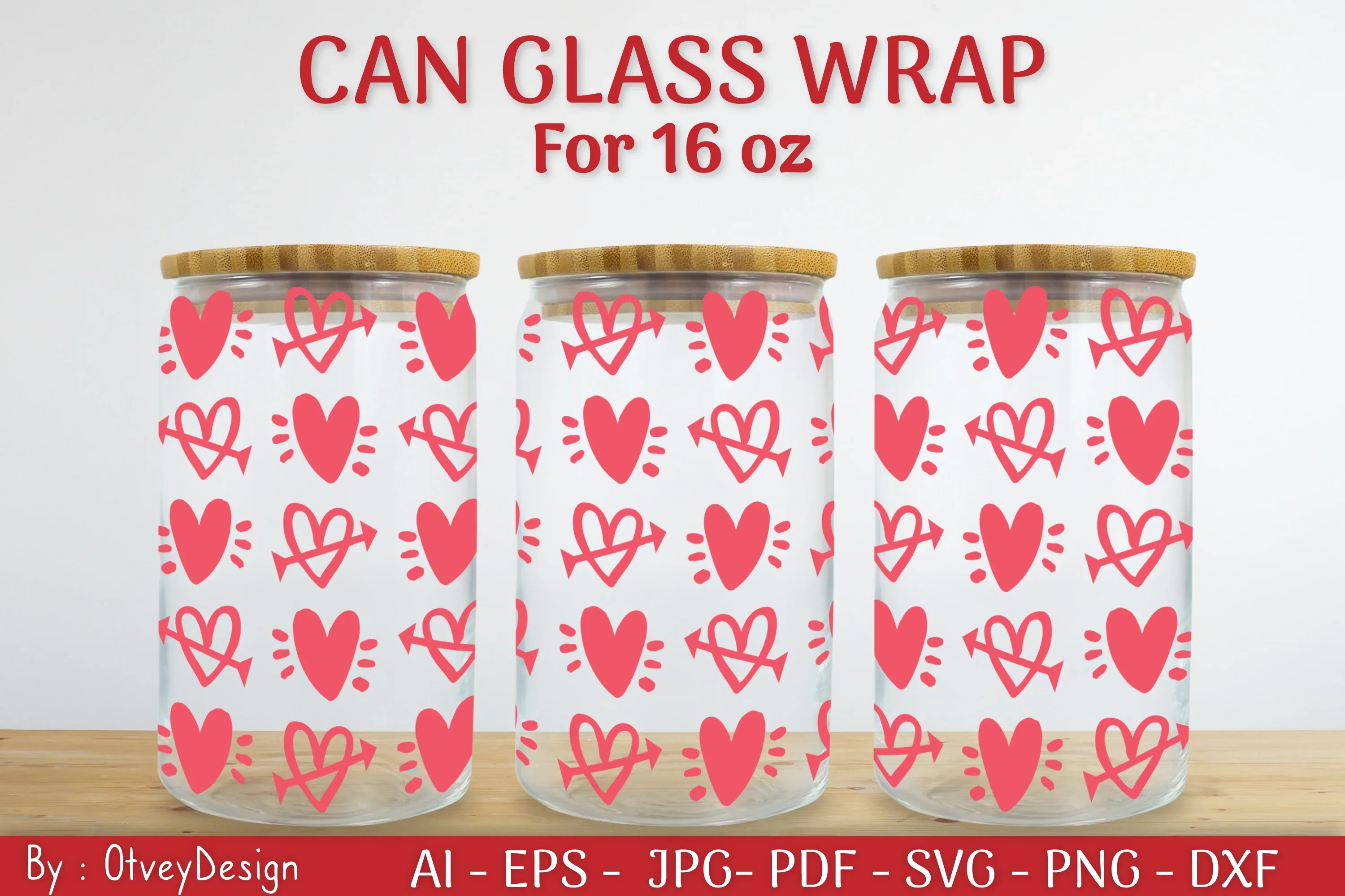 Valentine Can Glass 16 OZ SVG Bundle - Image 2