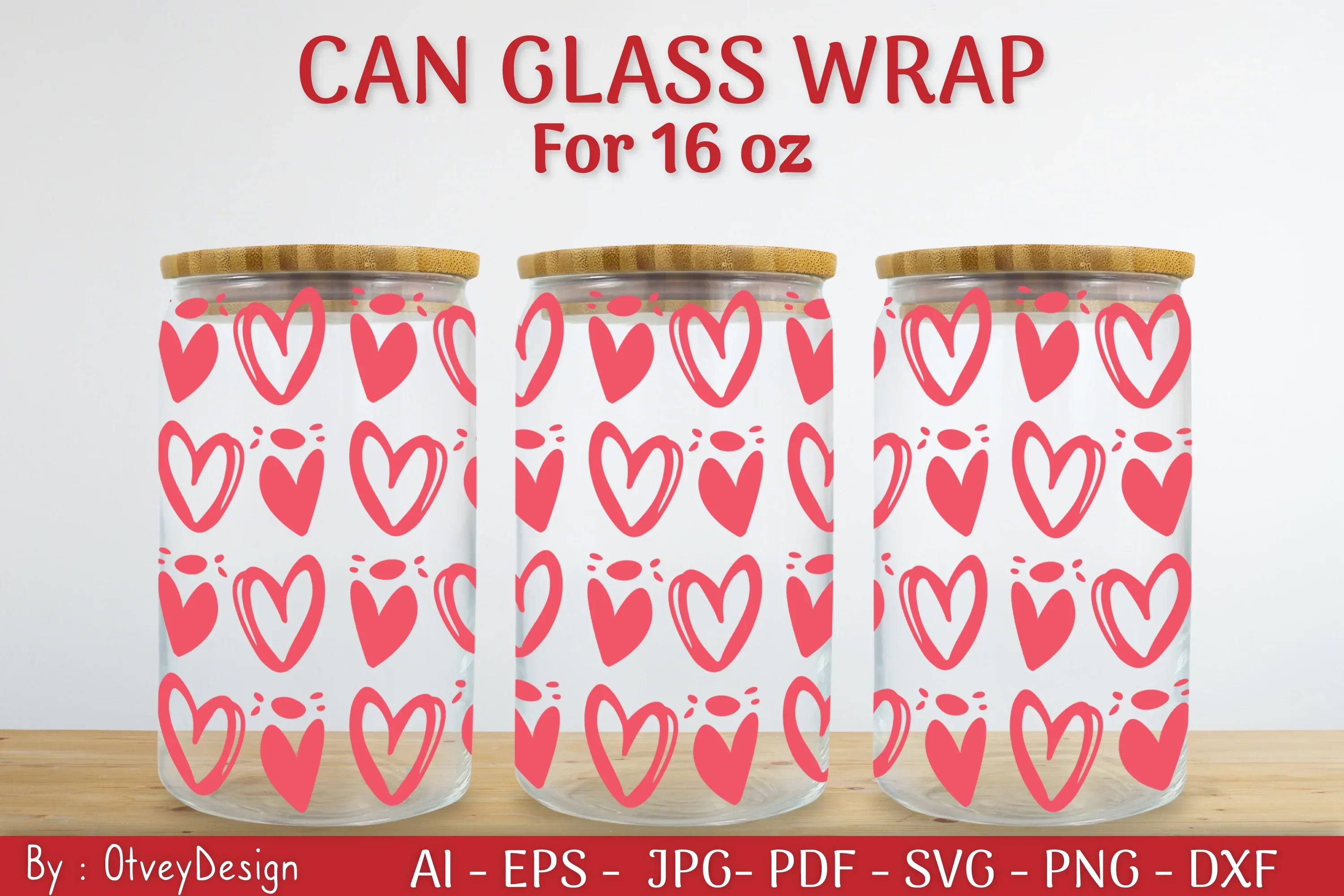 Valentine Can Glass 16 OZ SVG Bundle - Image 2