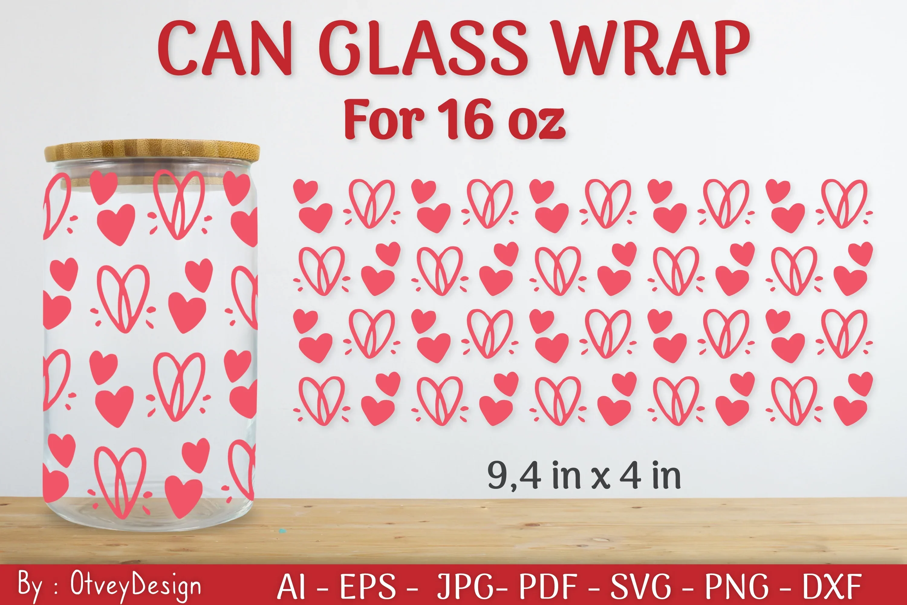 Valentine Can Glass 16 OZ SVG Bundle