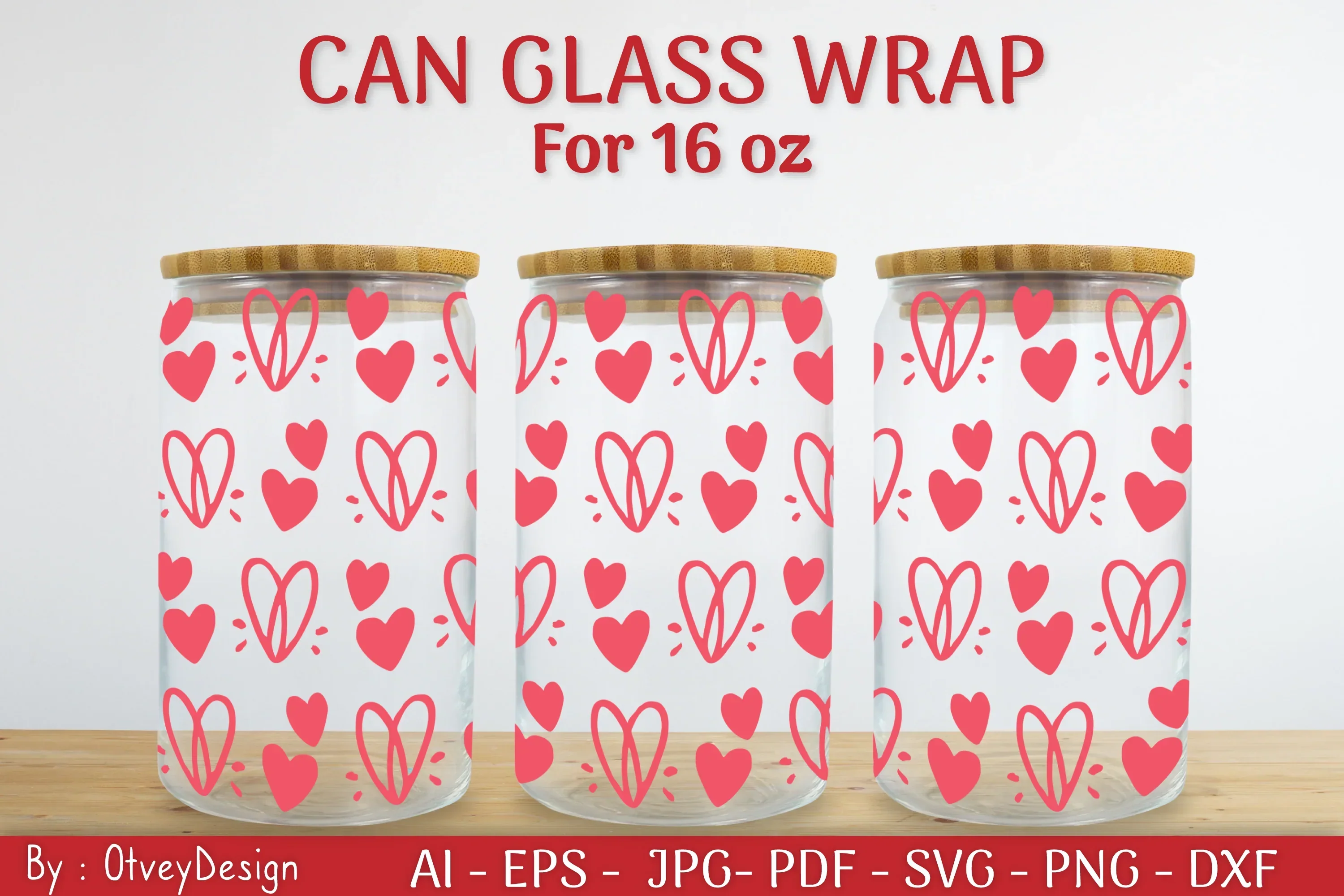 Valentine Can Glass 16 OZ SVG Bundle - Image 2