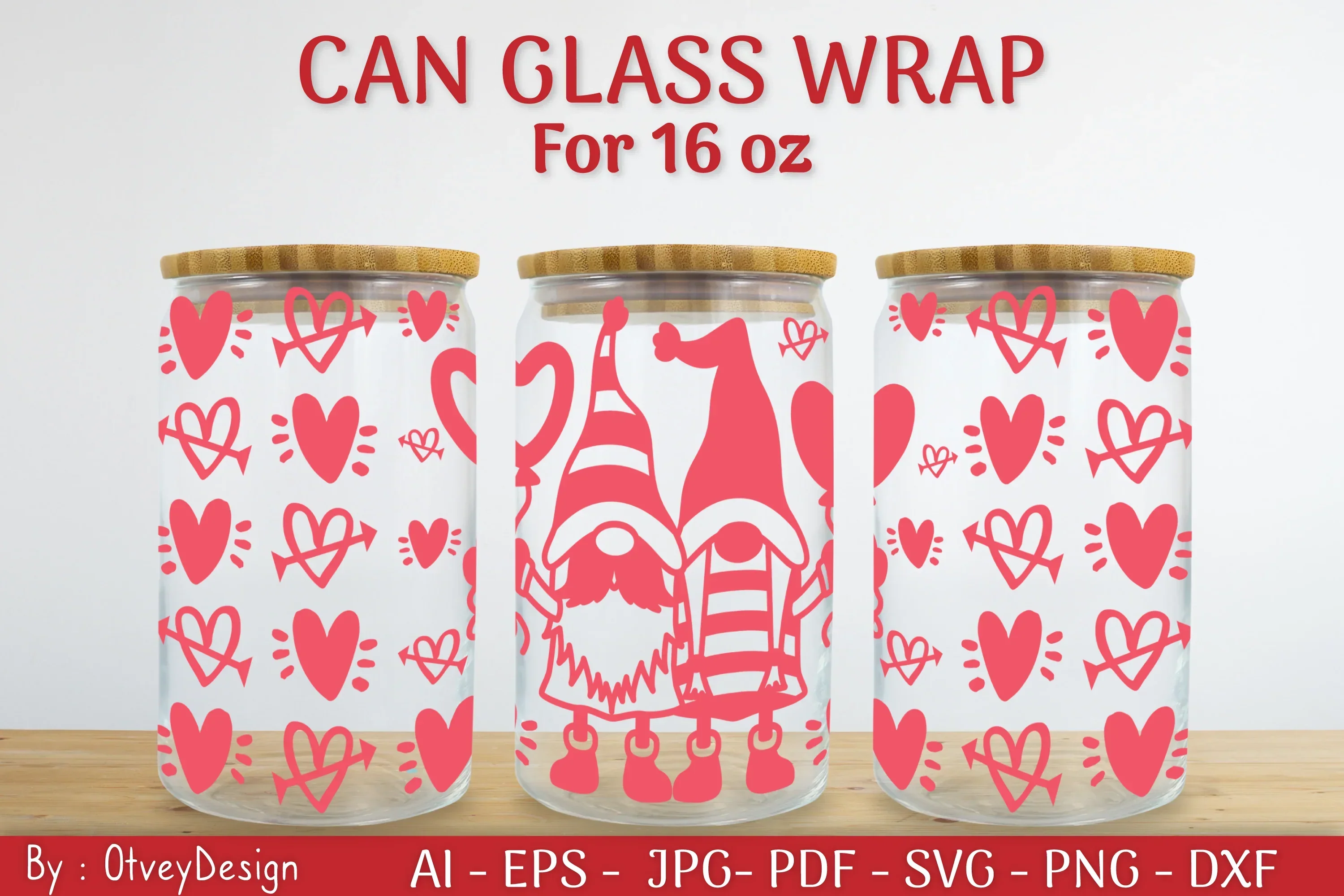 Valentine Can Glass 16 OZ SVG Bundle - Image 2