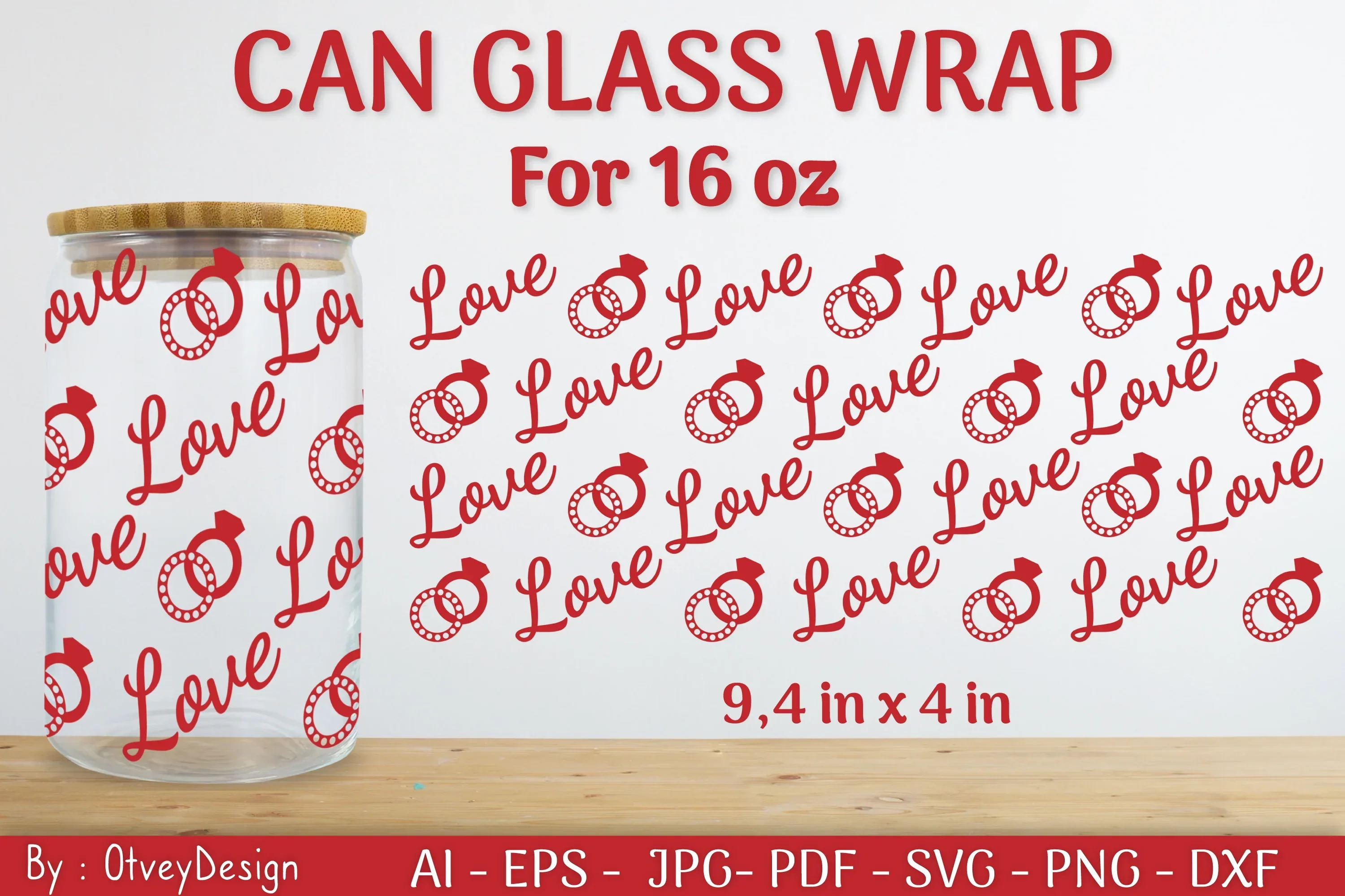 Valentine Can Glass 16 OZ SVG Bundle
