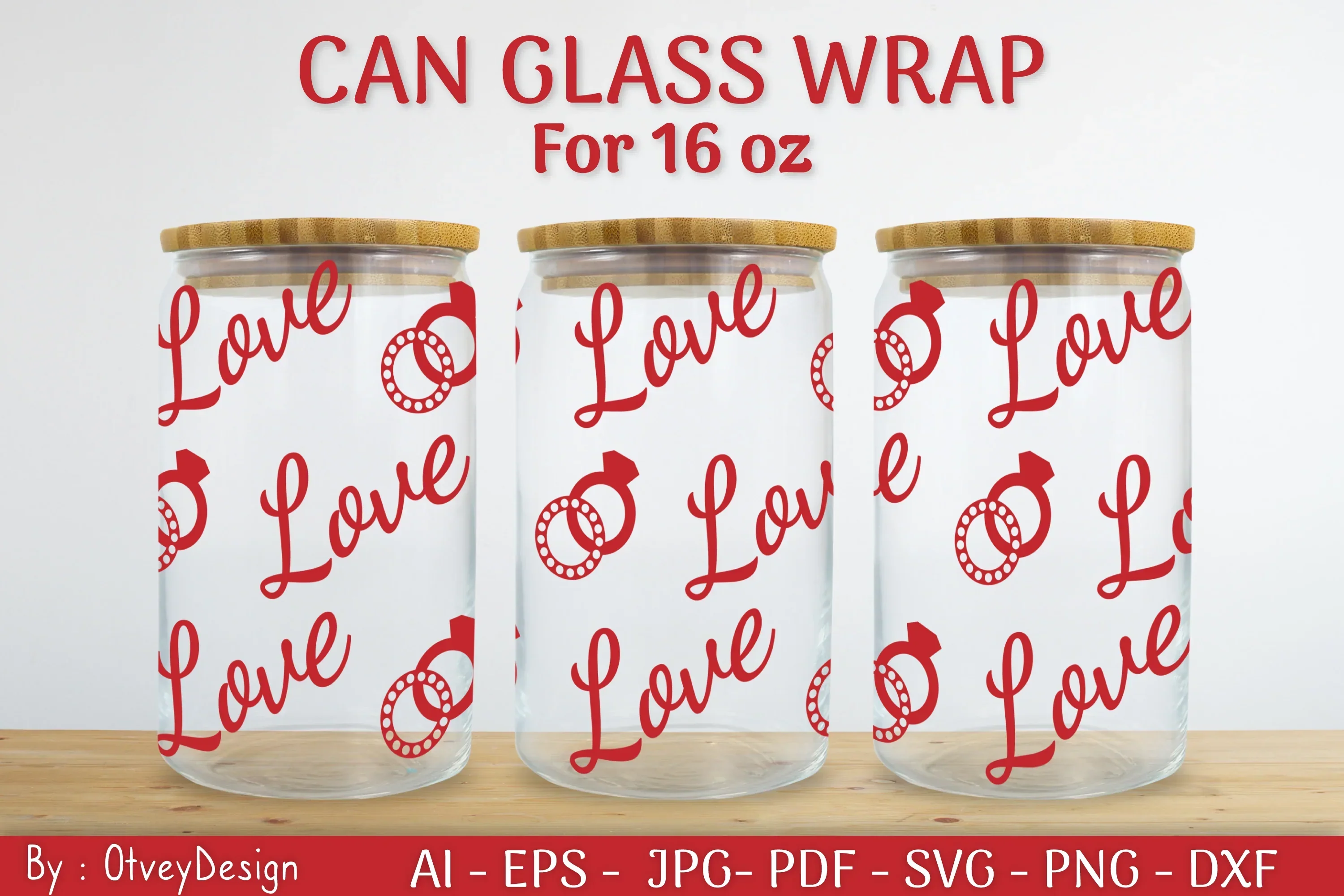 Valentine Can Glass 16 OZ SVG Bundle - Image 2