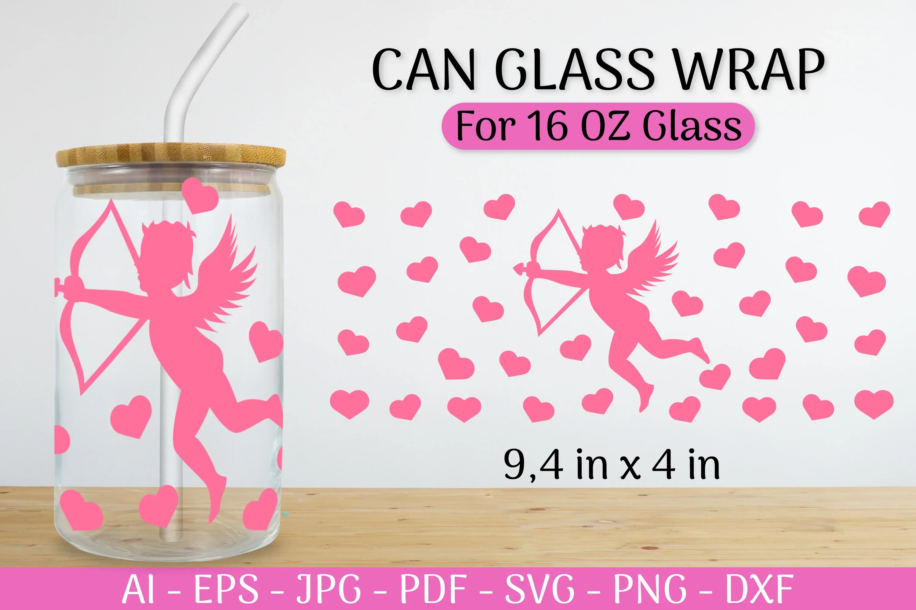 Valentine's Can Glass Wrap SVG Bundle - Image 2