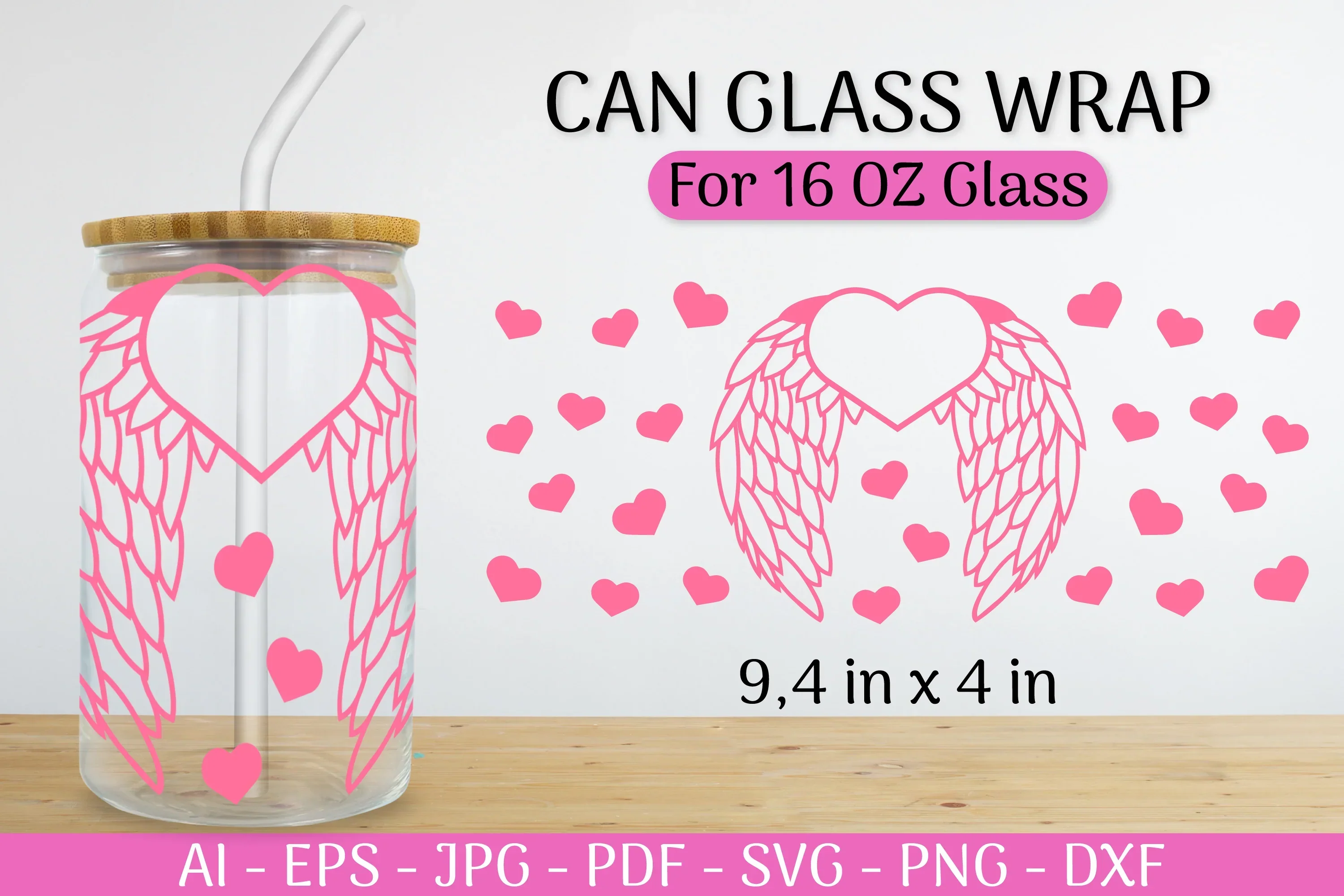 Valentine's Can Glass Wrap SVG Bundle - Image 2