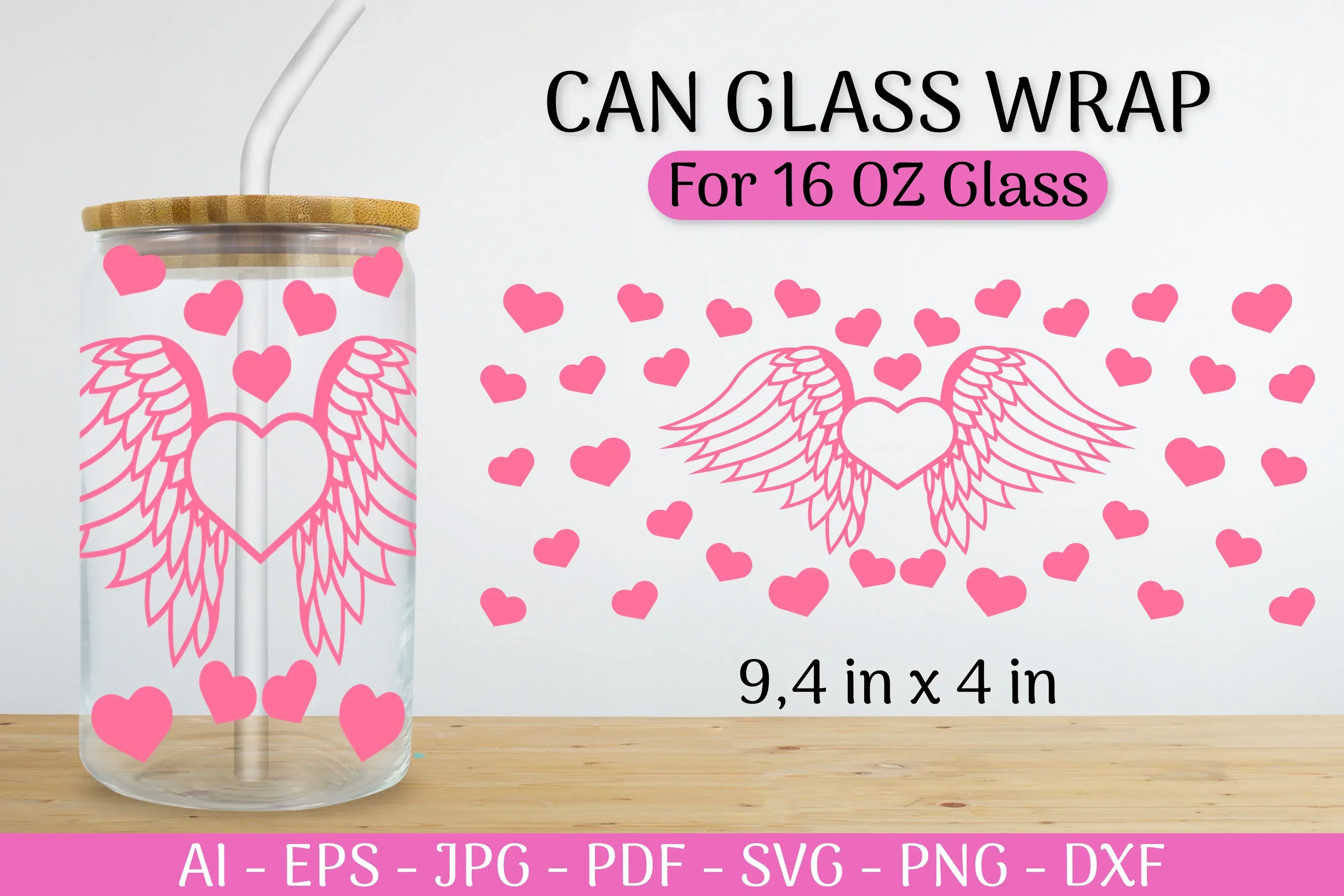 Valentine's Can Glass Wrap SVG Bundle - Image 2