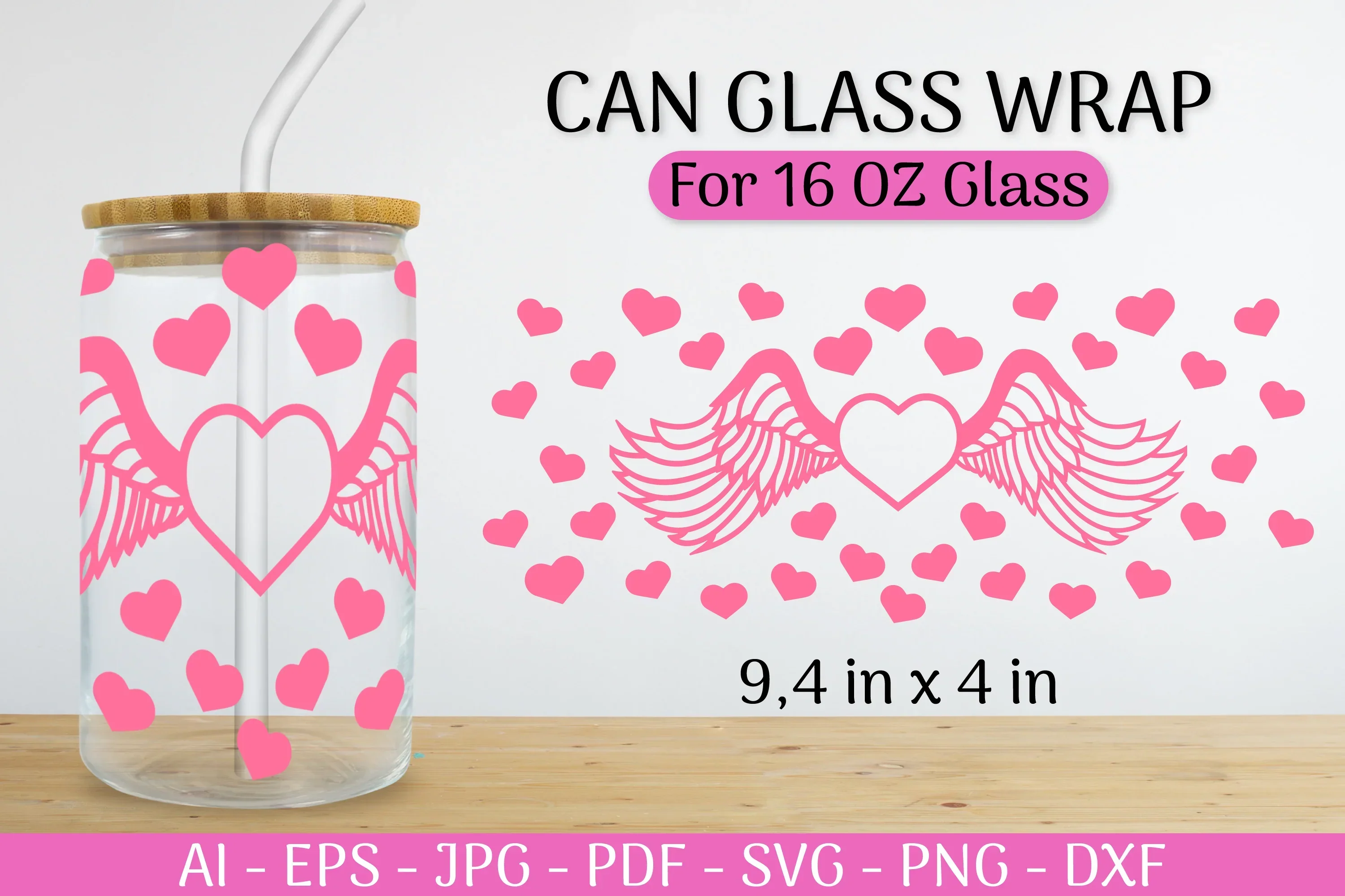 Valentine's Can Glass Wrap SVG Bundle - Image 2