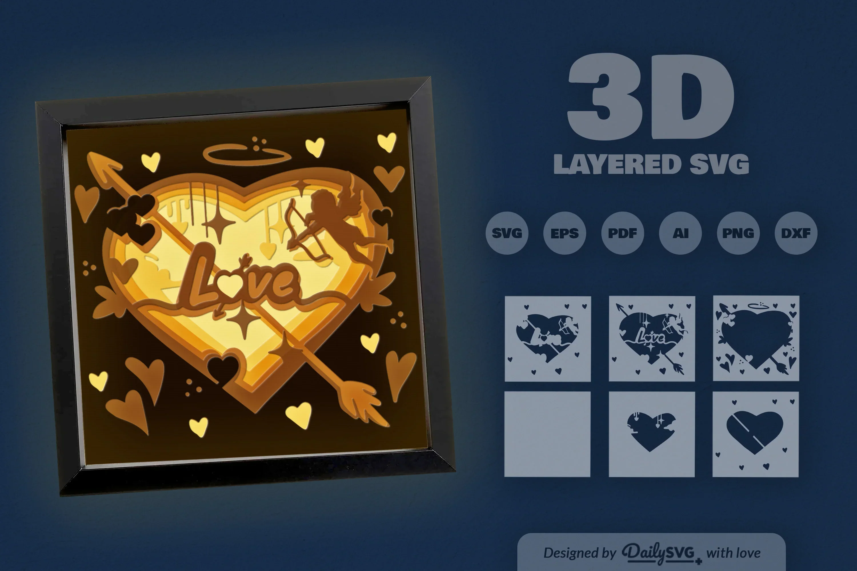Valentine's Day Cupid Papercut SVG Bundle - Image 3
