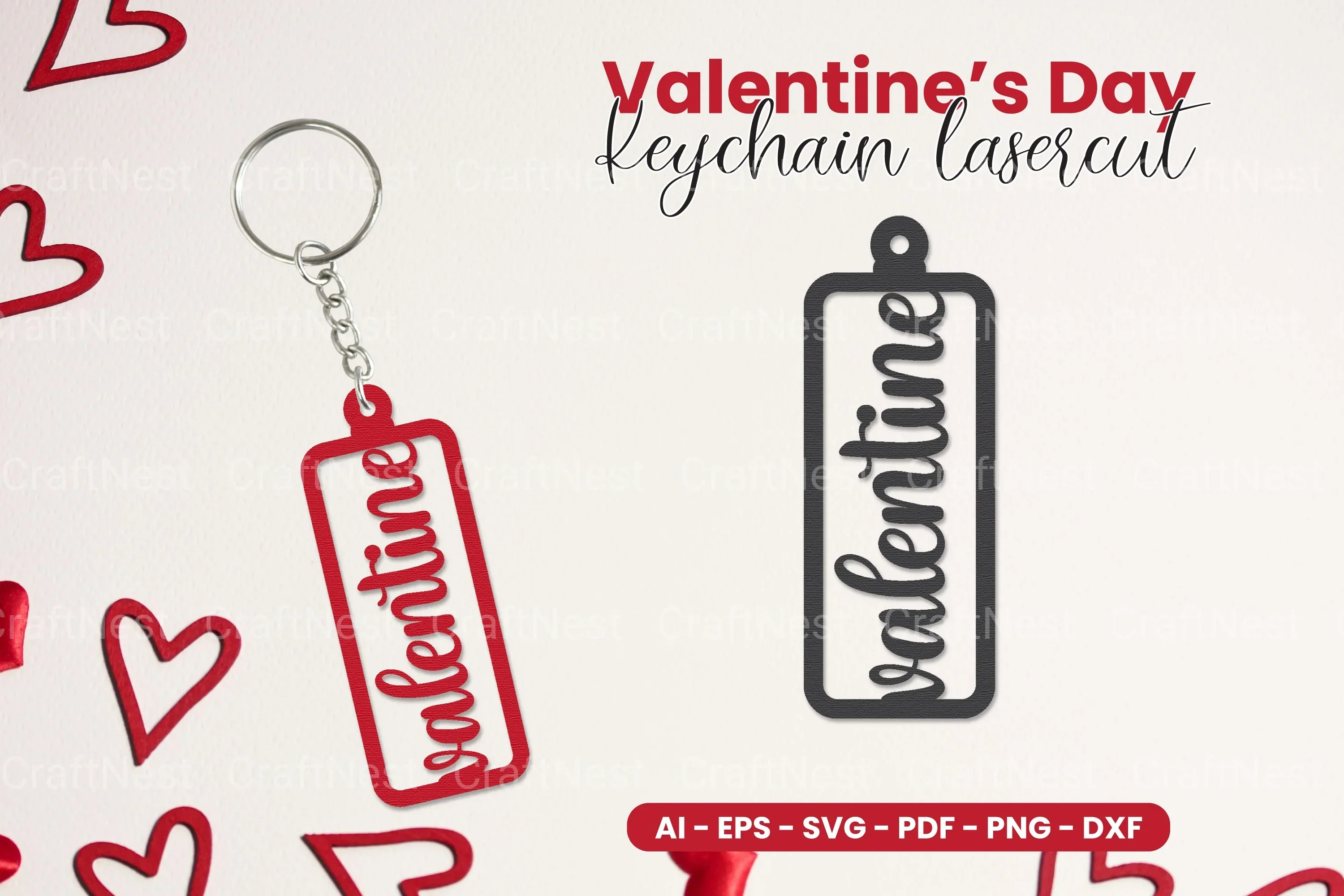 Valentine's Day Keychain Laser Cut SVG Bundle