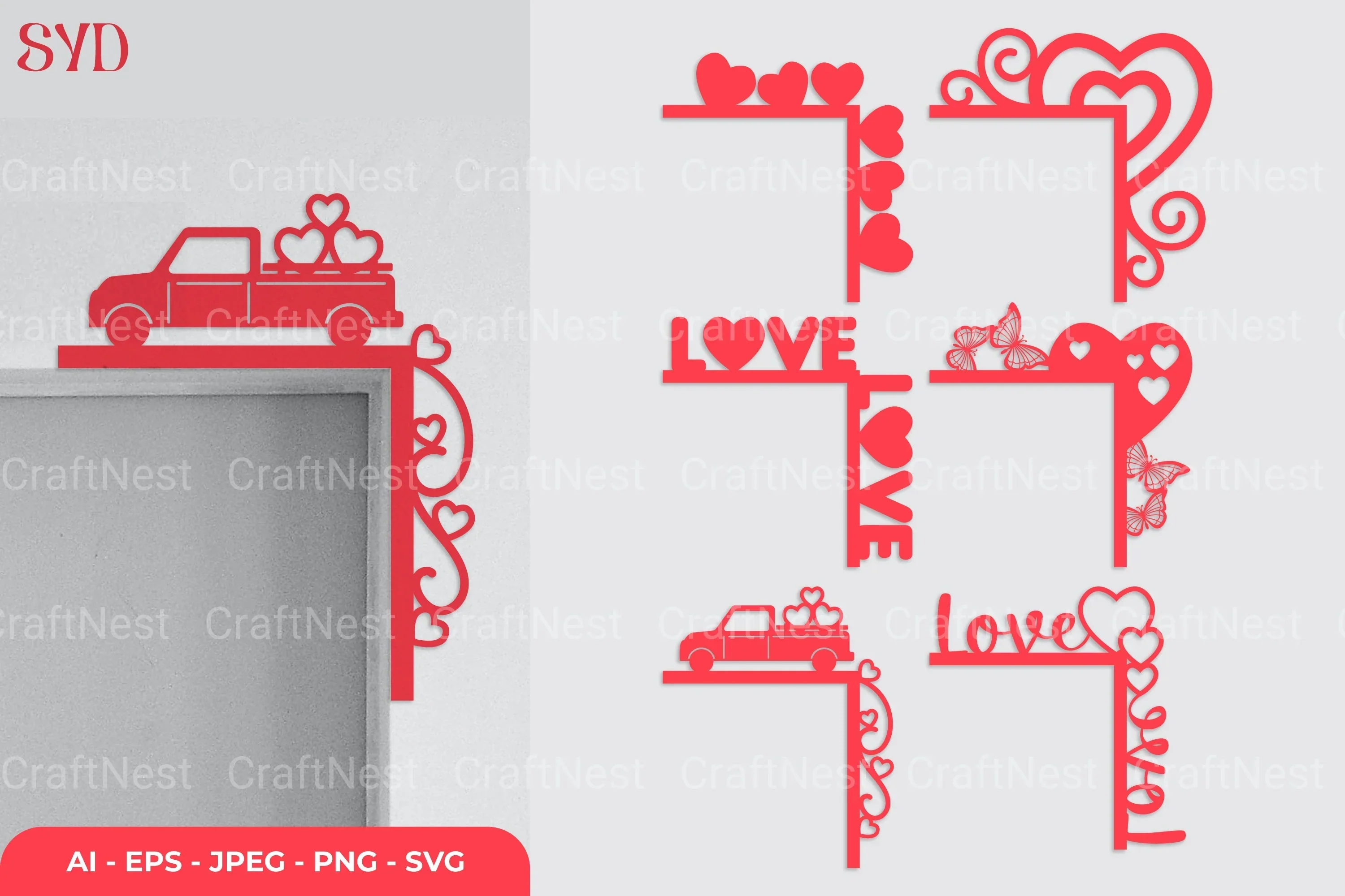 Valentine's Door Corner SVG Bundle