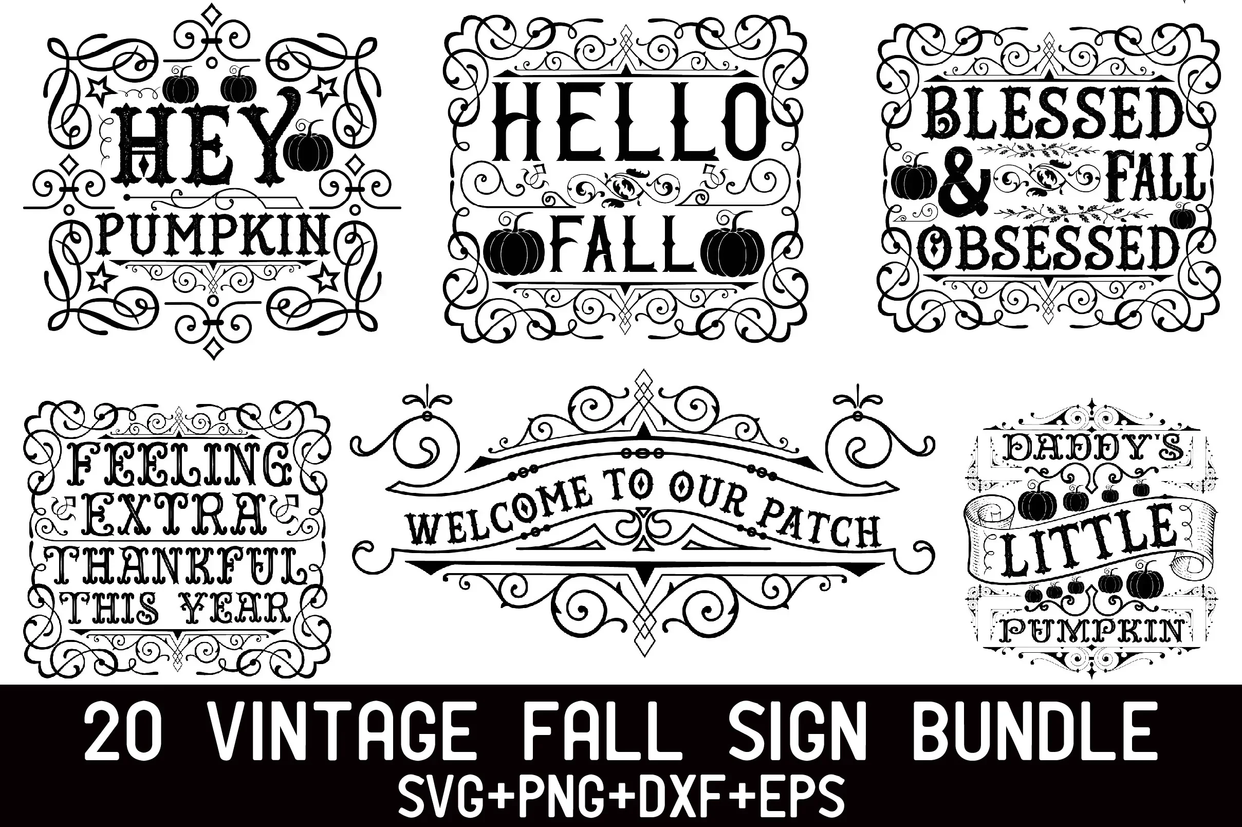 Vintage Fall Sign Bundle