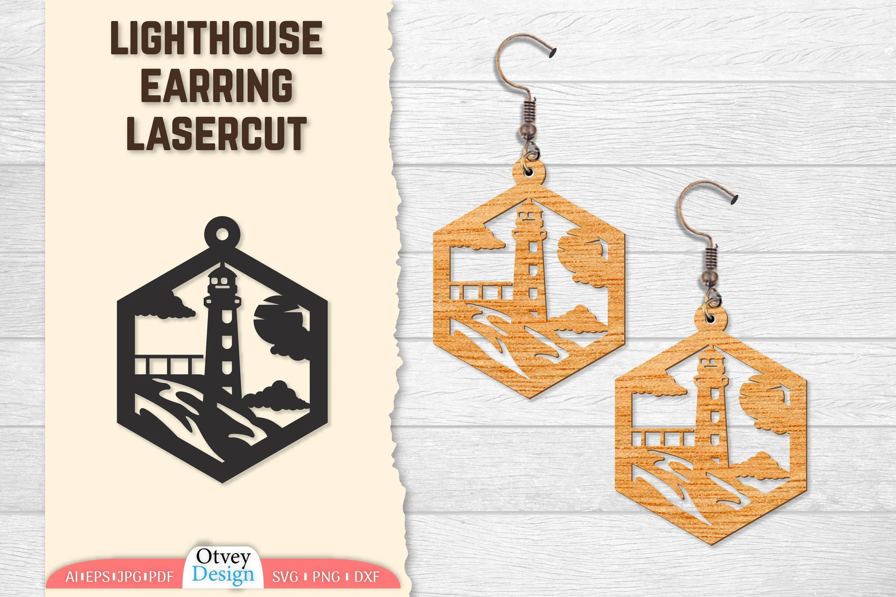 Vintage Lighthouse Earring SVG Bundle