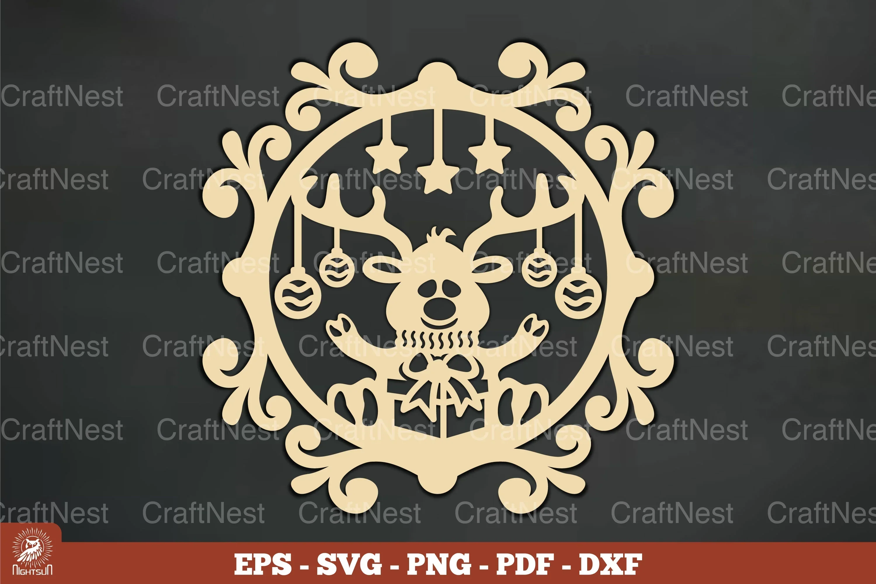 Vintage Reindeer Ornament Clipart Bundle