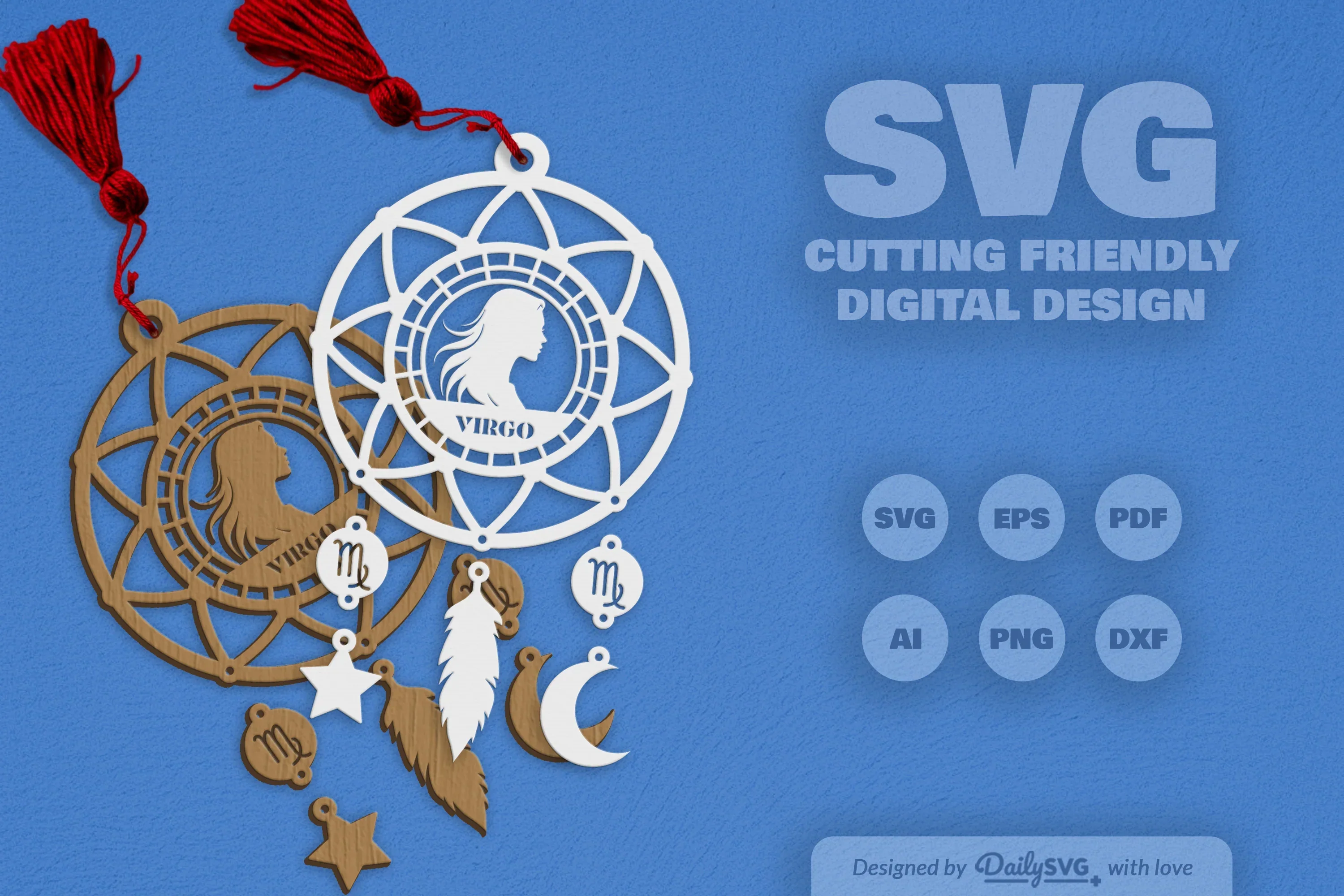 Virgo Dream Catcher Laser Cut Clipart Set - Image 11