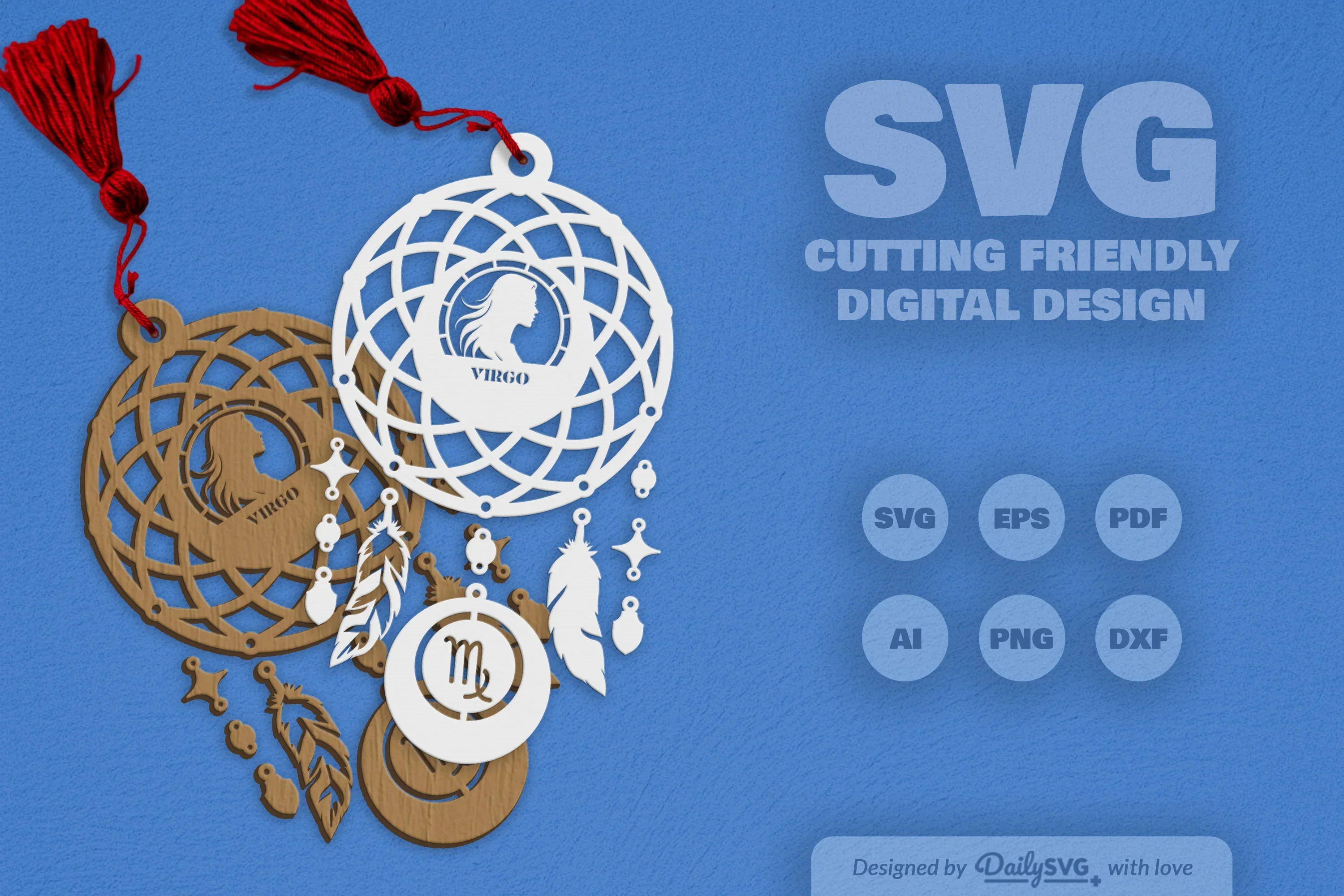Virgo Dream Catcher Laser Cut Clipart Set - Image 8