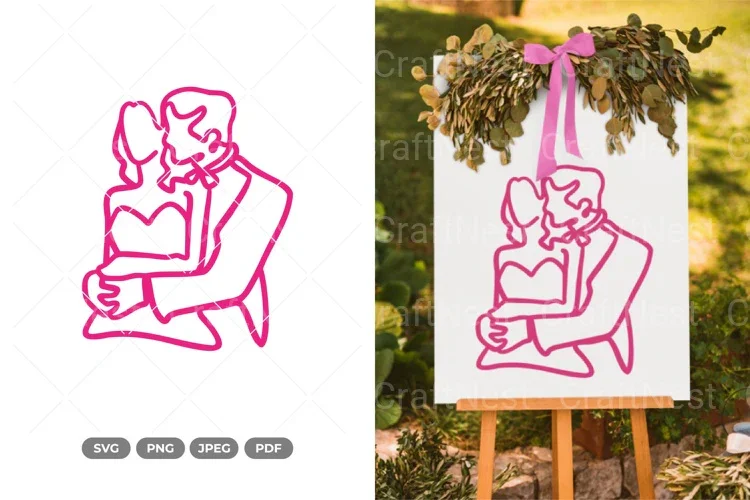 Wedding Couple Monoline Clipart Bundle