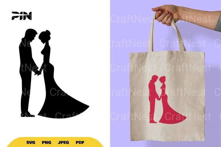 Wedding Couple Silhouette Clipart Bundle
