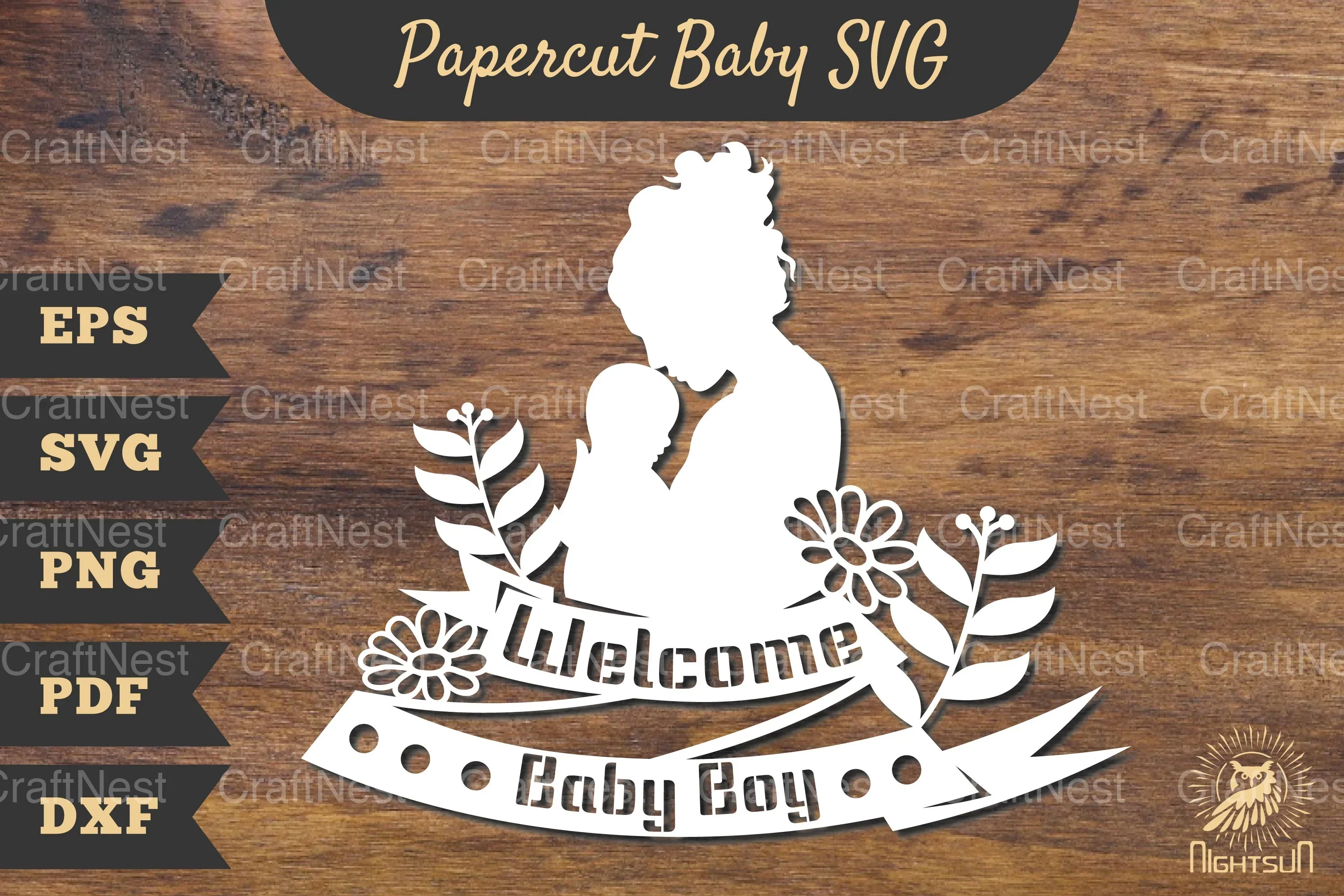 Welcome Baby Boy Papercut Clipart Bundle