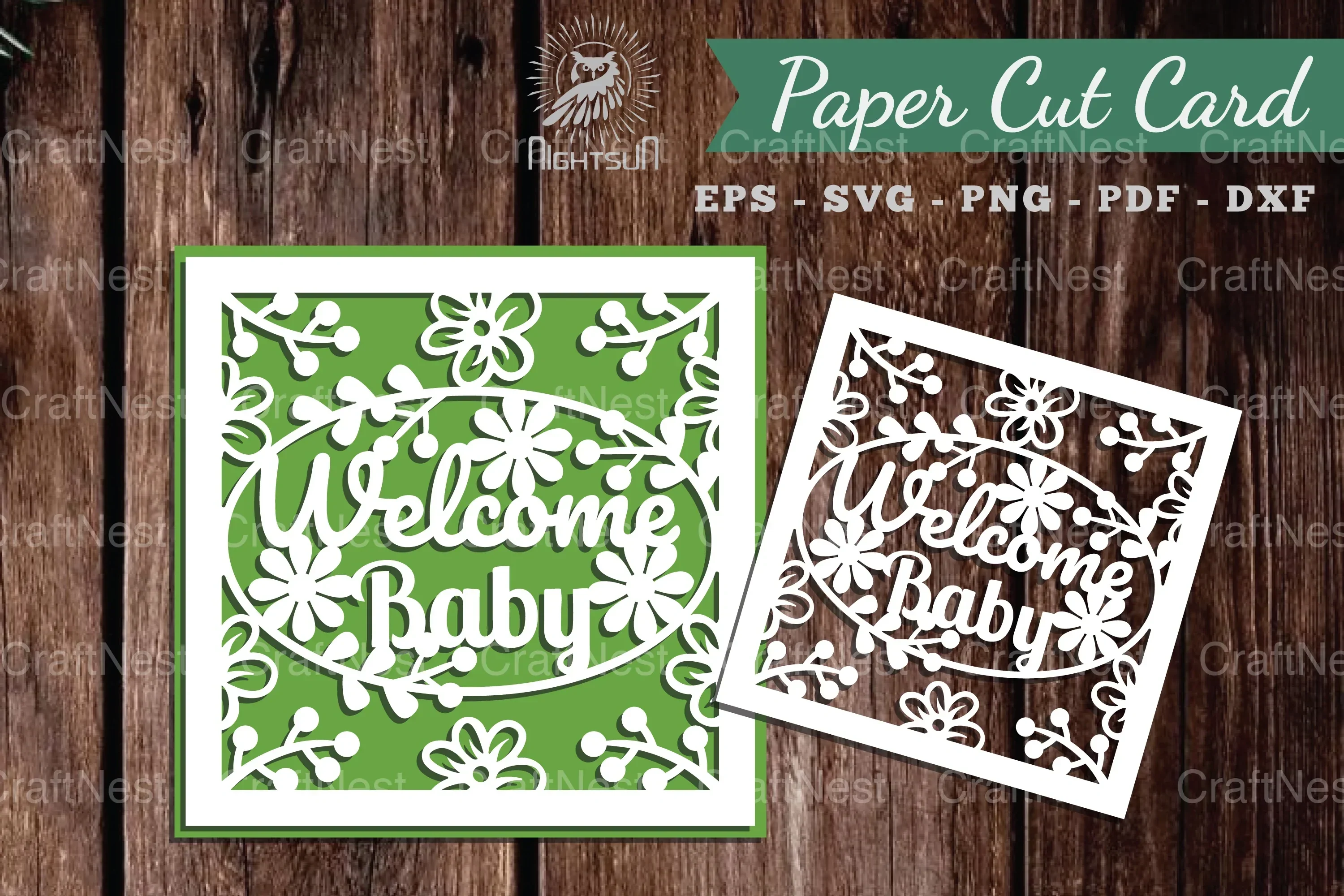 Welcome Baby Papercut Card Design Bundle