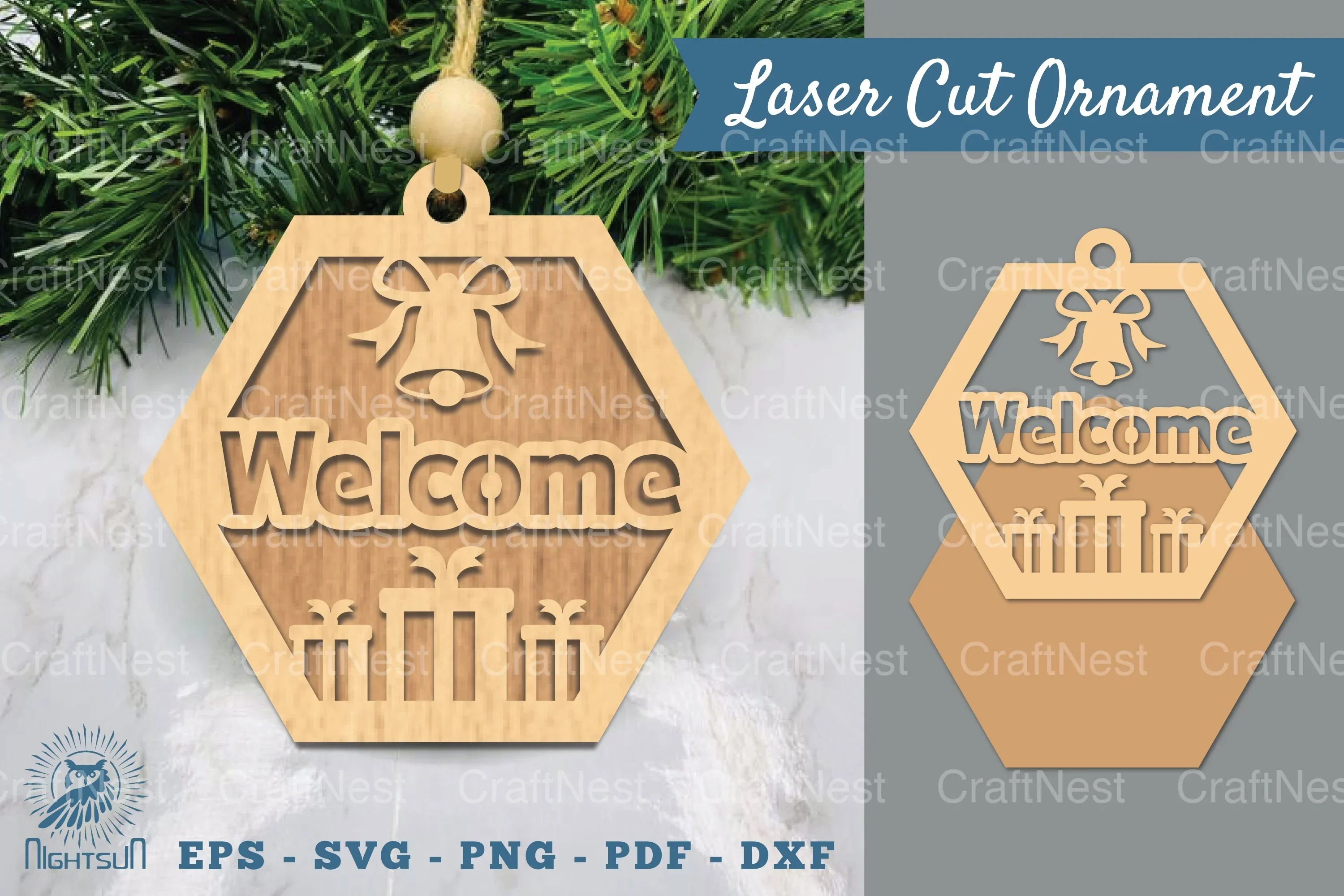 Welcome Christmas Laser Cut Ornament Clipart Bundle
