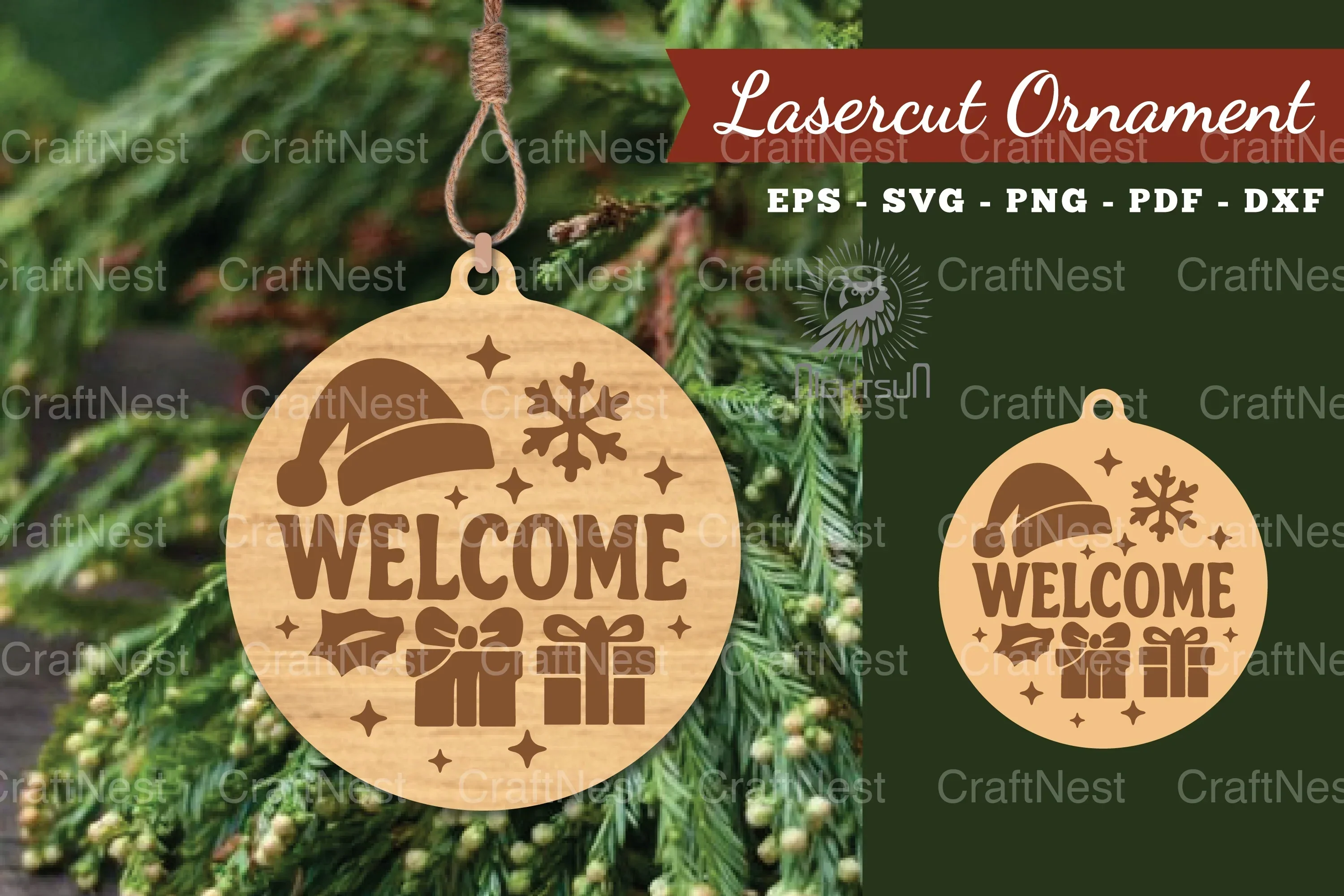 Welcome Christmas Laser Cut Ornament Clipart Bundle