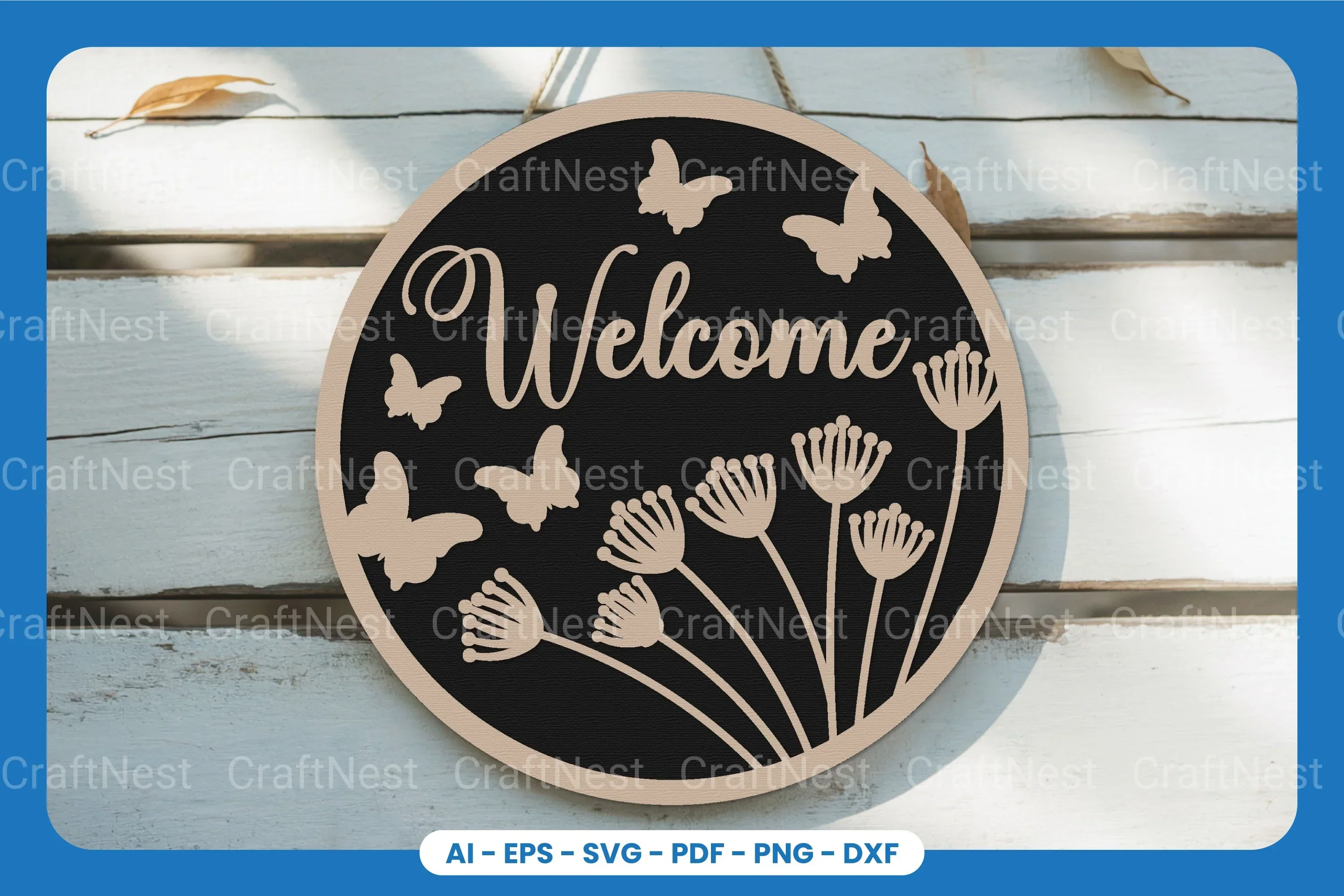 Welcome Round Sign Laser Cut SVG Bundle