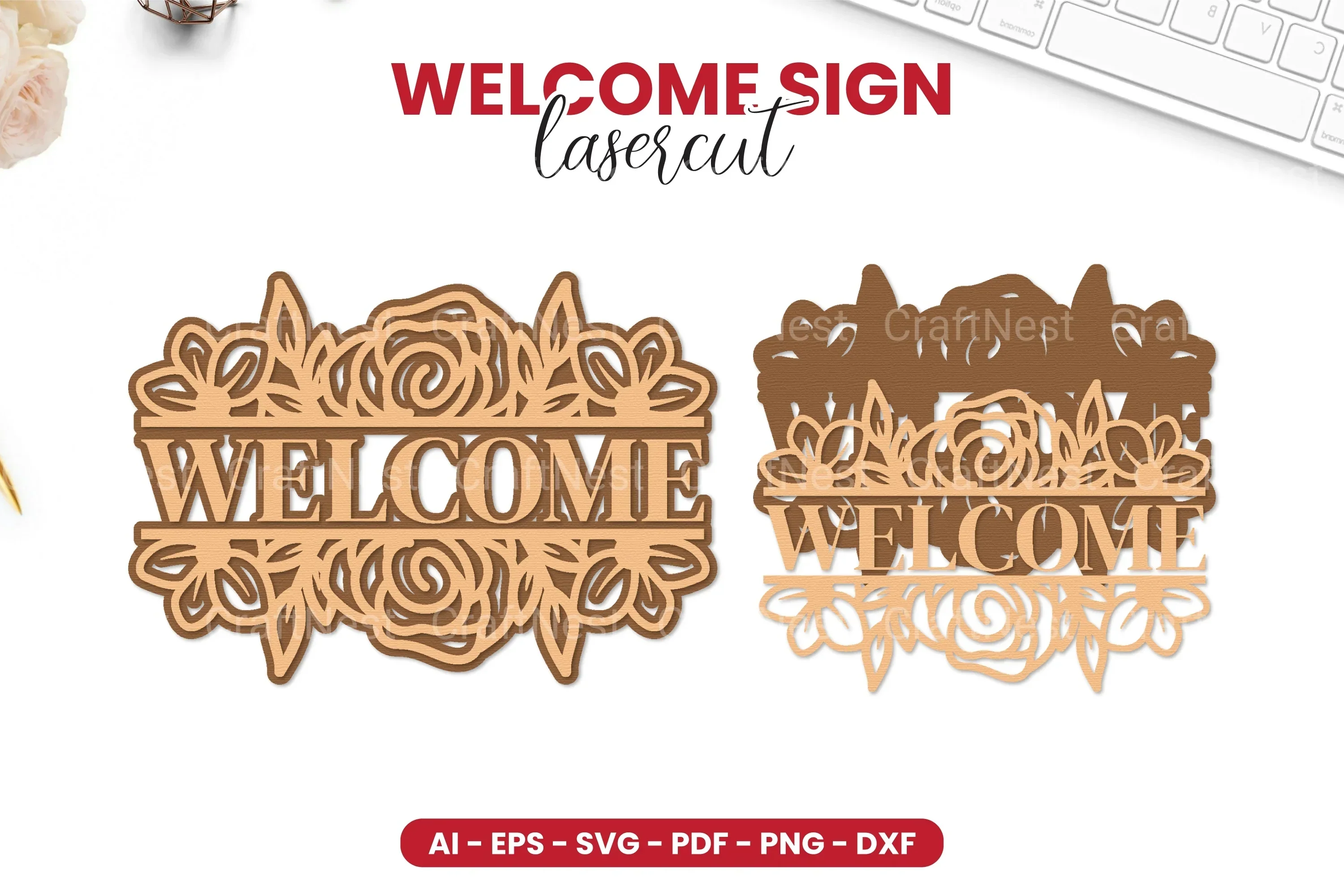 Welcome Sign Laser Cut SVG Bundle