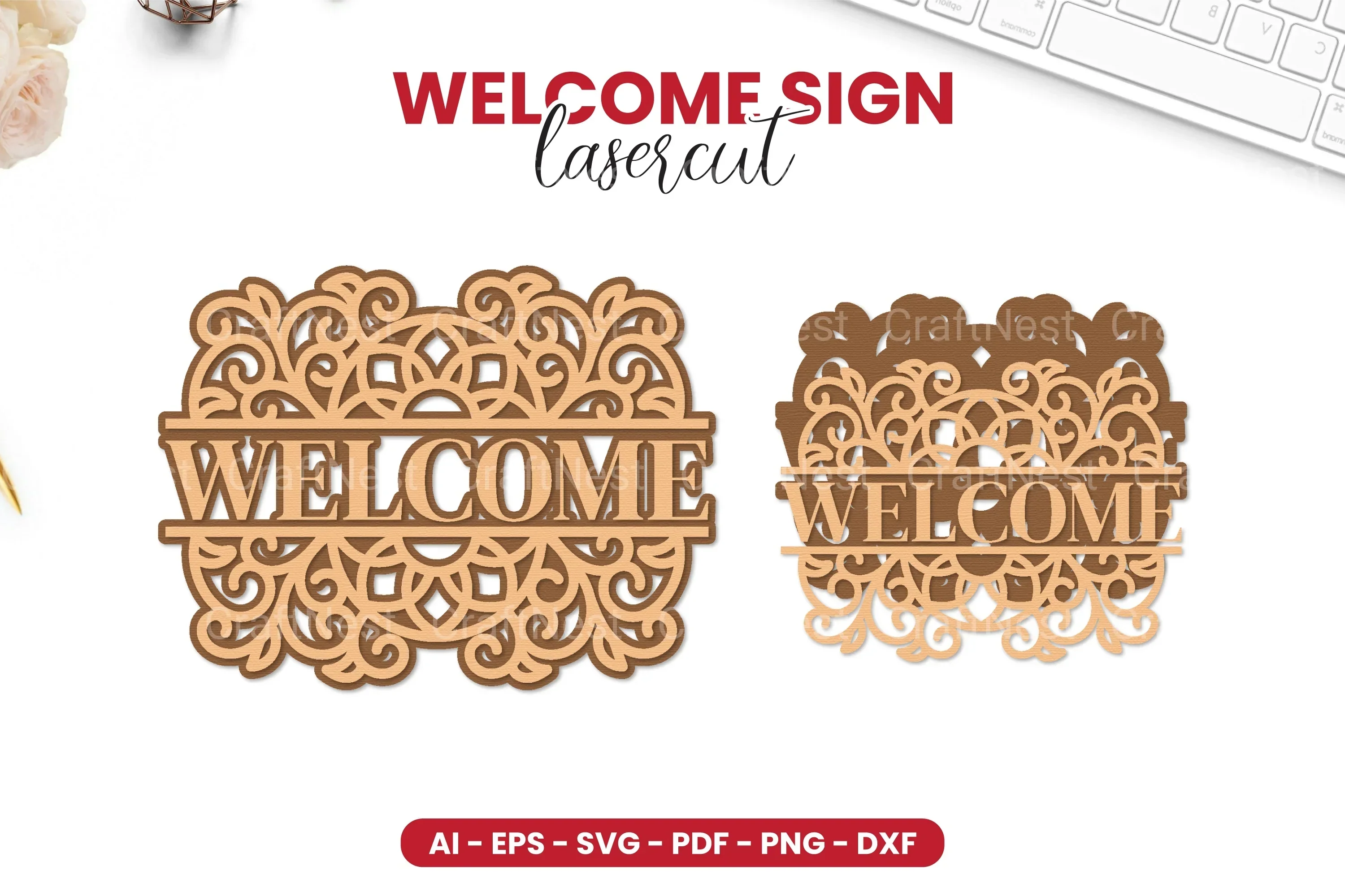 Welcome Sign Laser Cut SVG Bundle