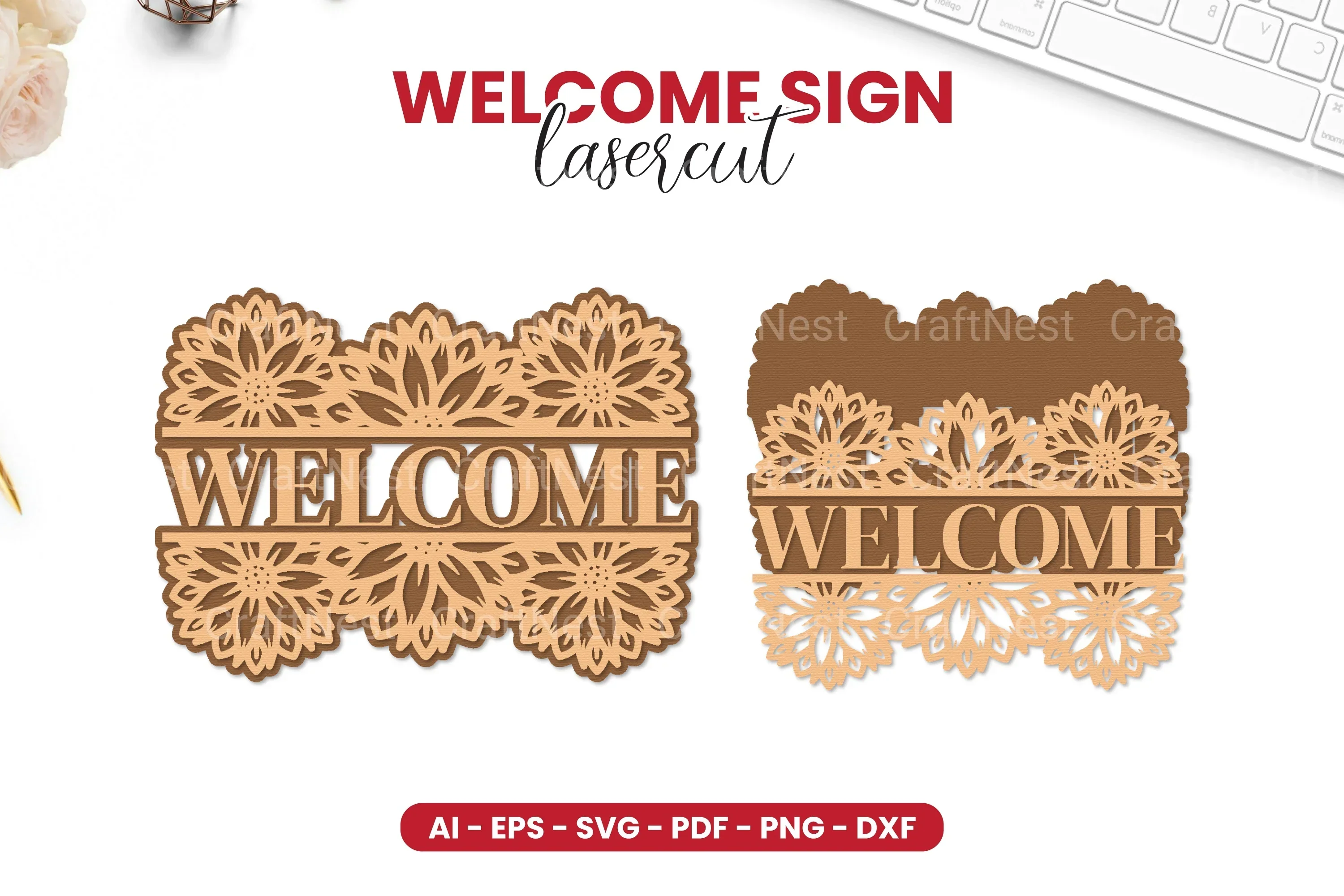 Welcome Sign Laser Cut SVG Bundle