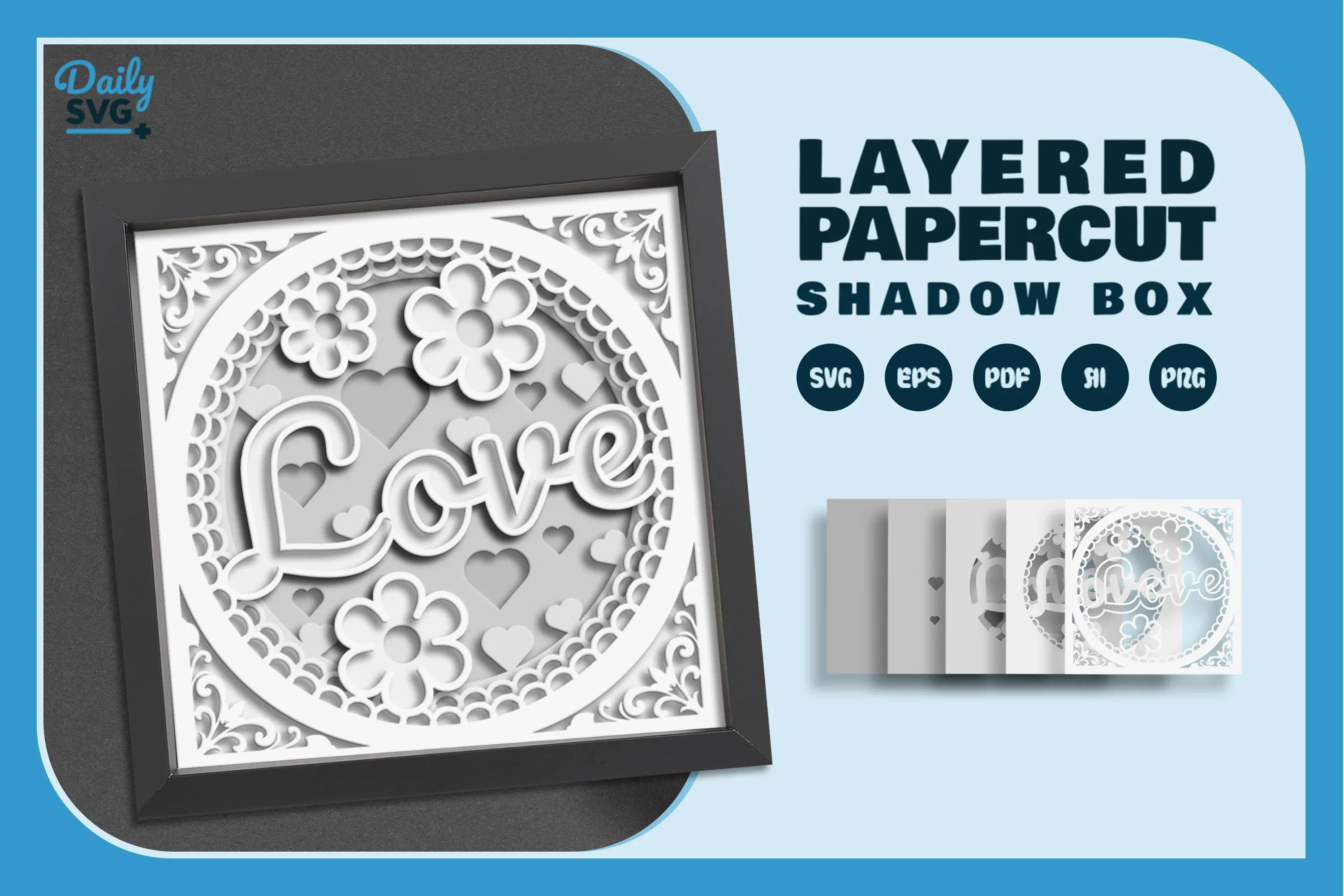 White Floral Valentine Love Papercut SVG Bundle - Image 2