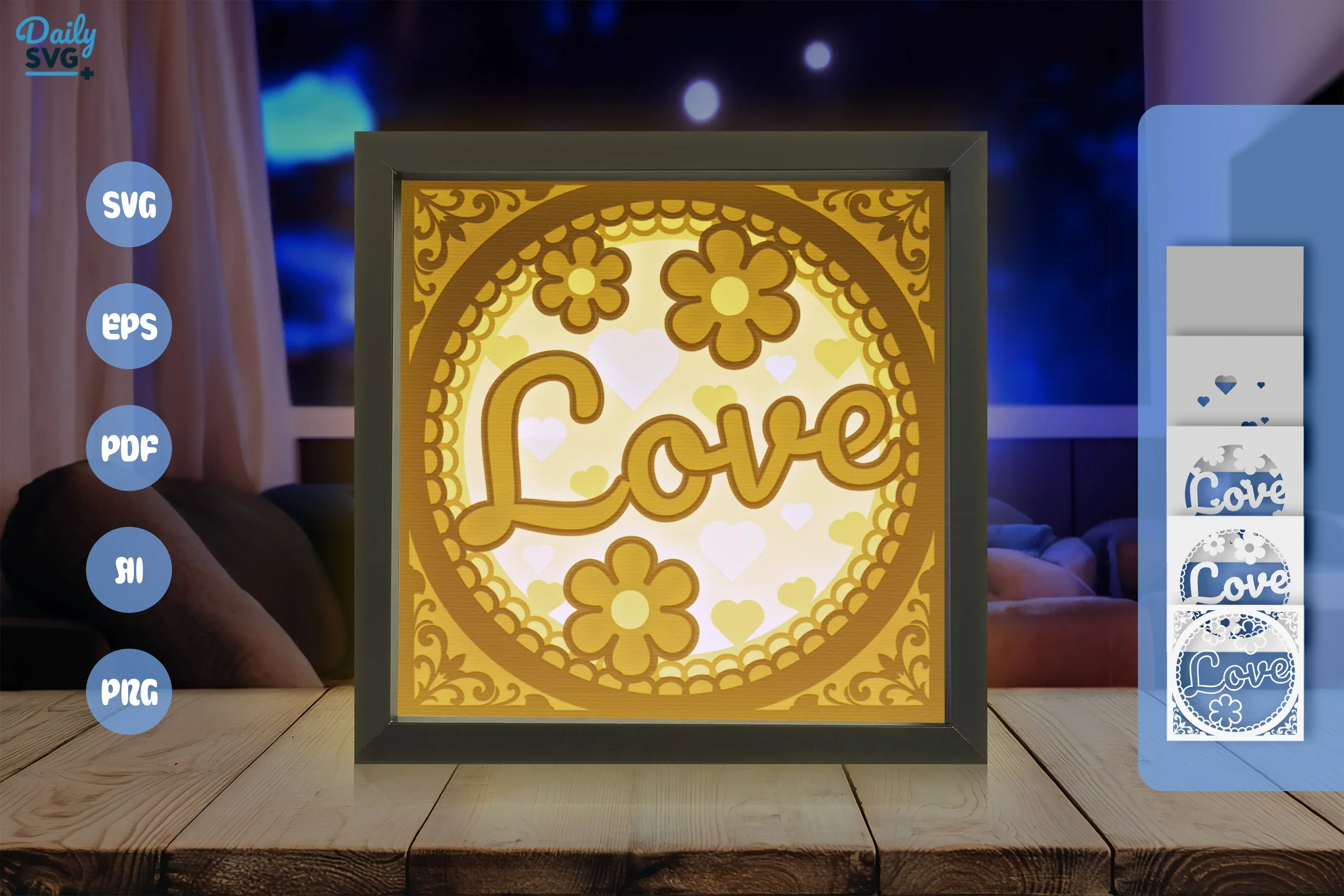 White Floral Valentine Love Papercut SVG Bundle - Image 3