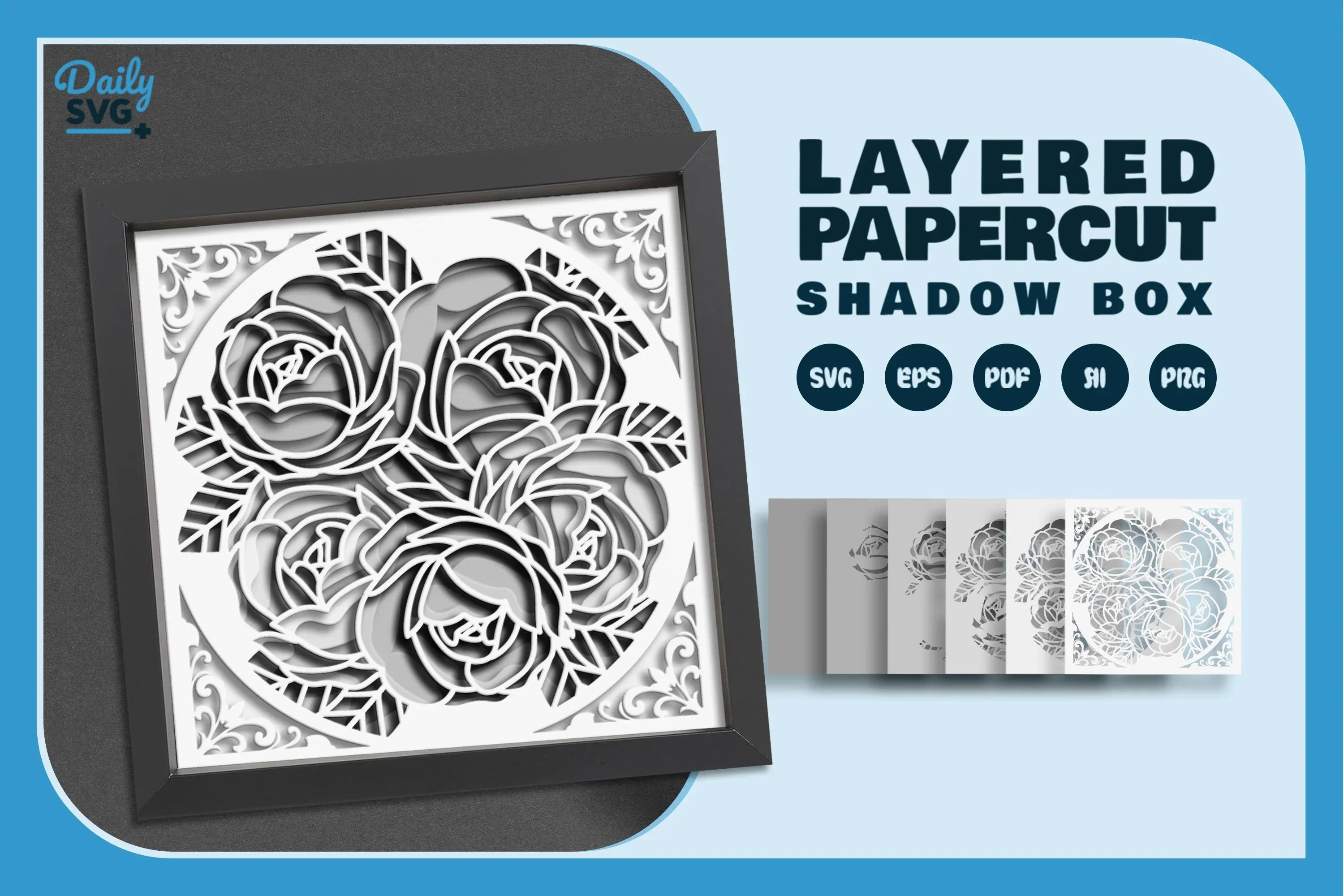 White Roses Papercut SVG Bundle - Image 2