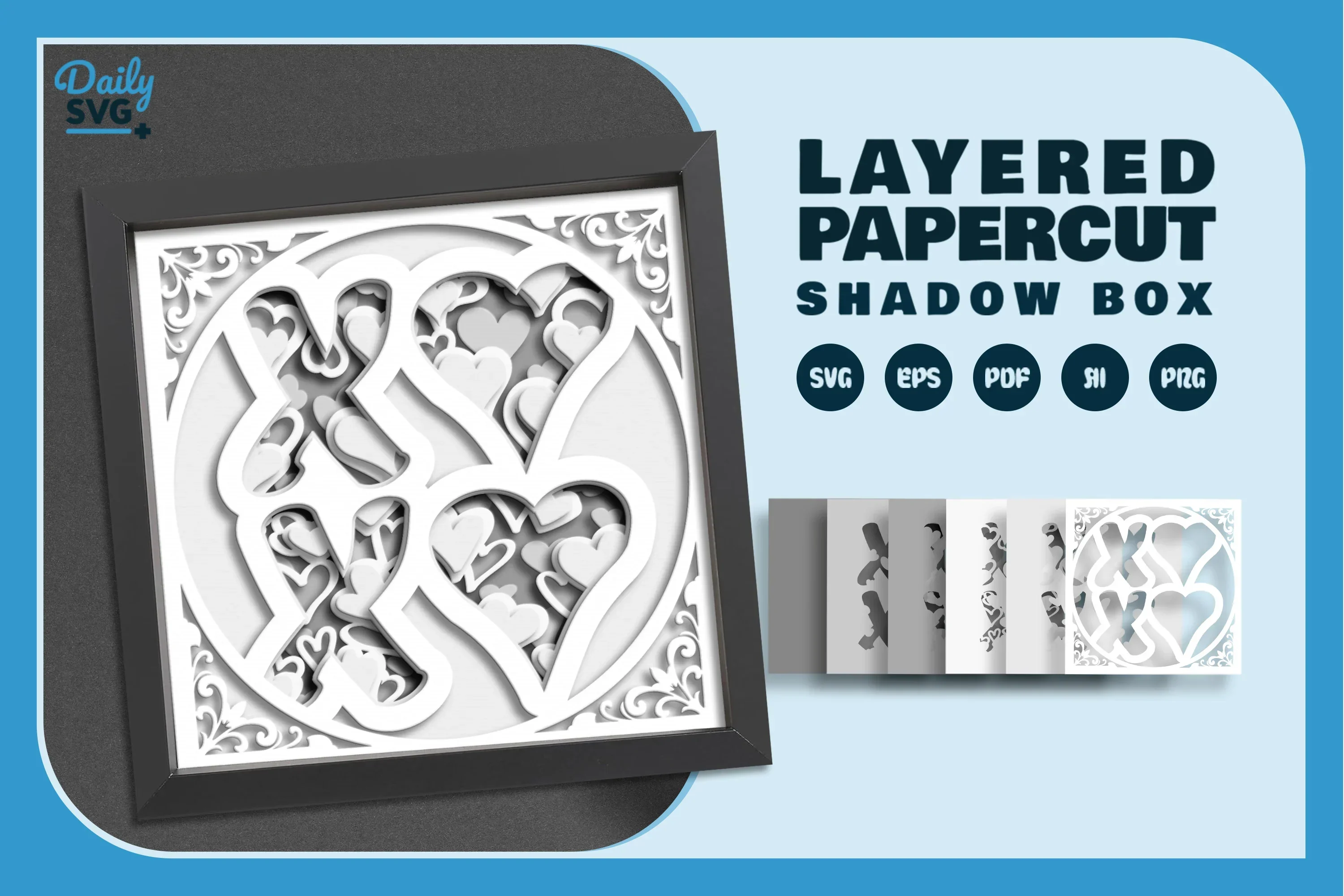 White Valentine XOXO Papercut SVG Bundle - Image 2