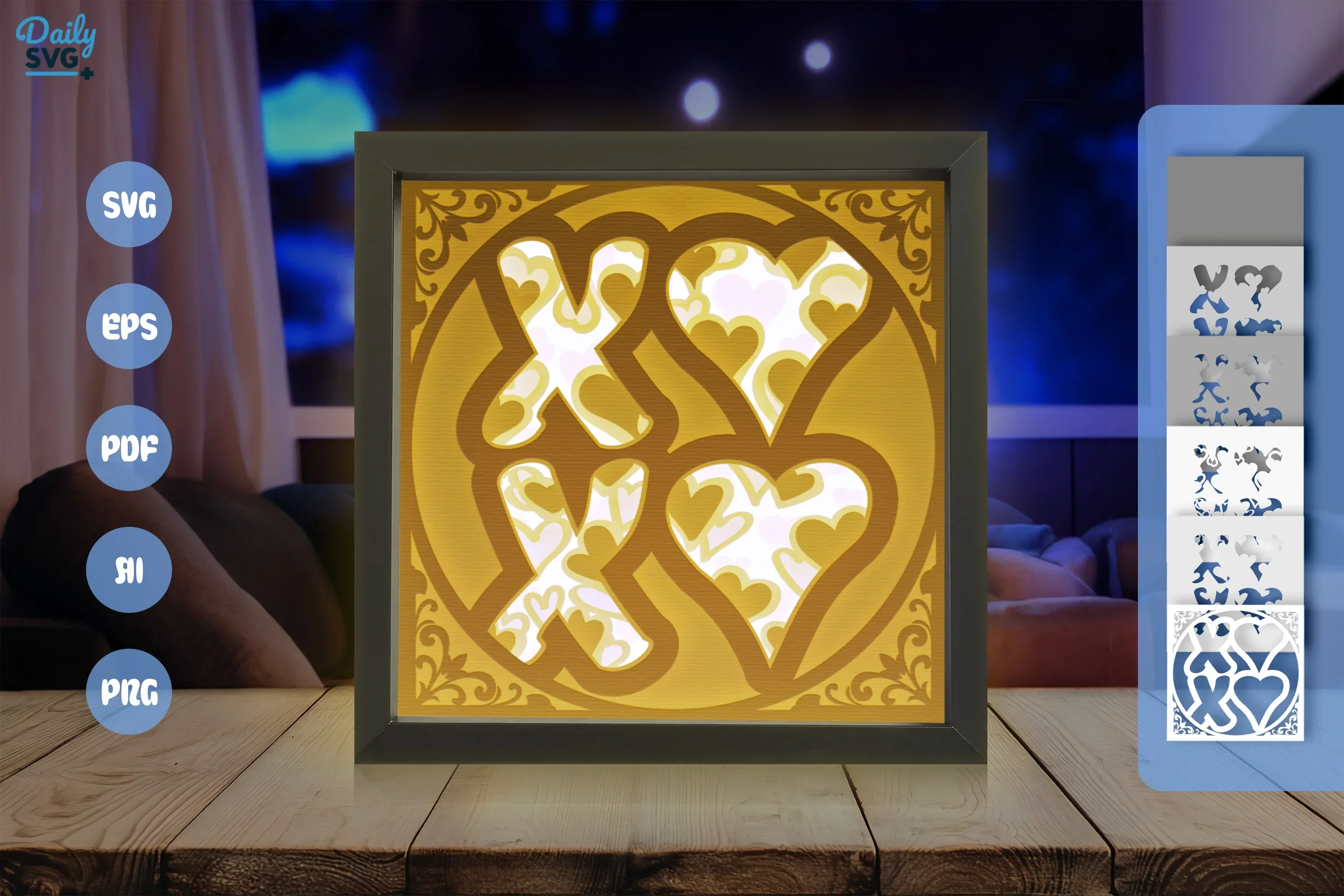White Valentine XOXO Papercut SVG Bundle - Image 3