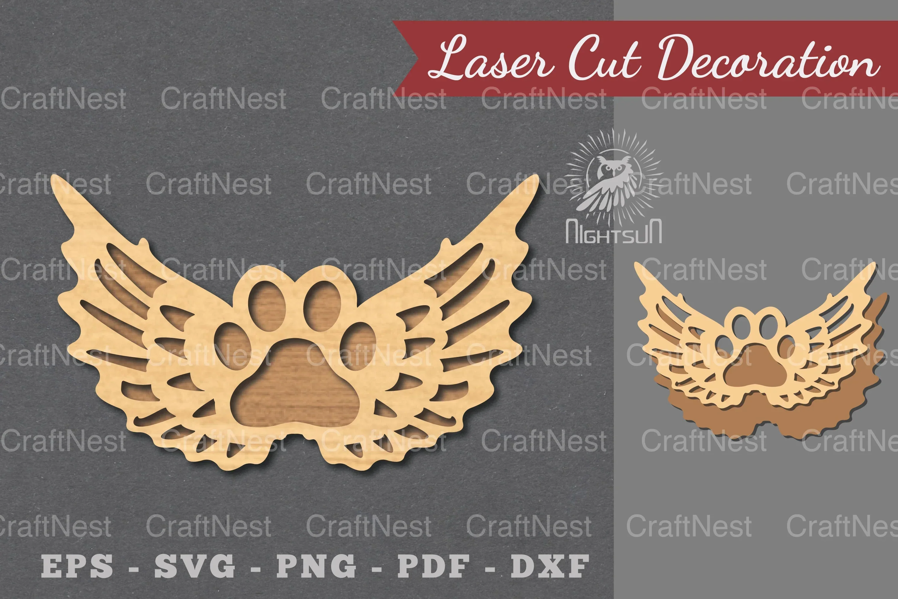 Wings Paw Laser Cut Decoration Clipart Bundle