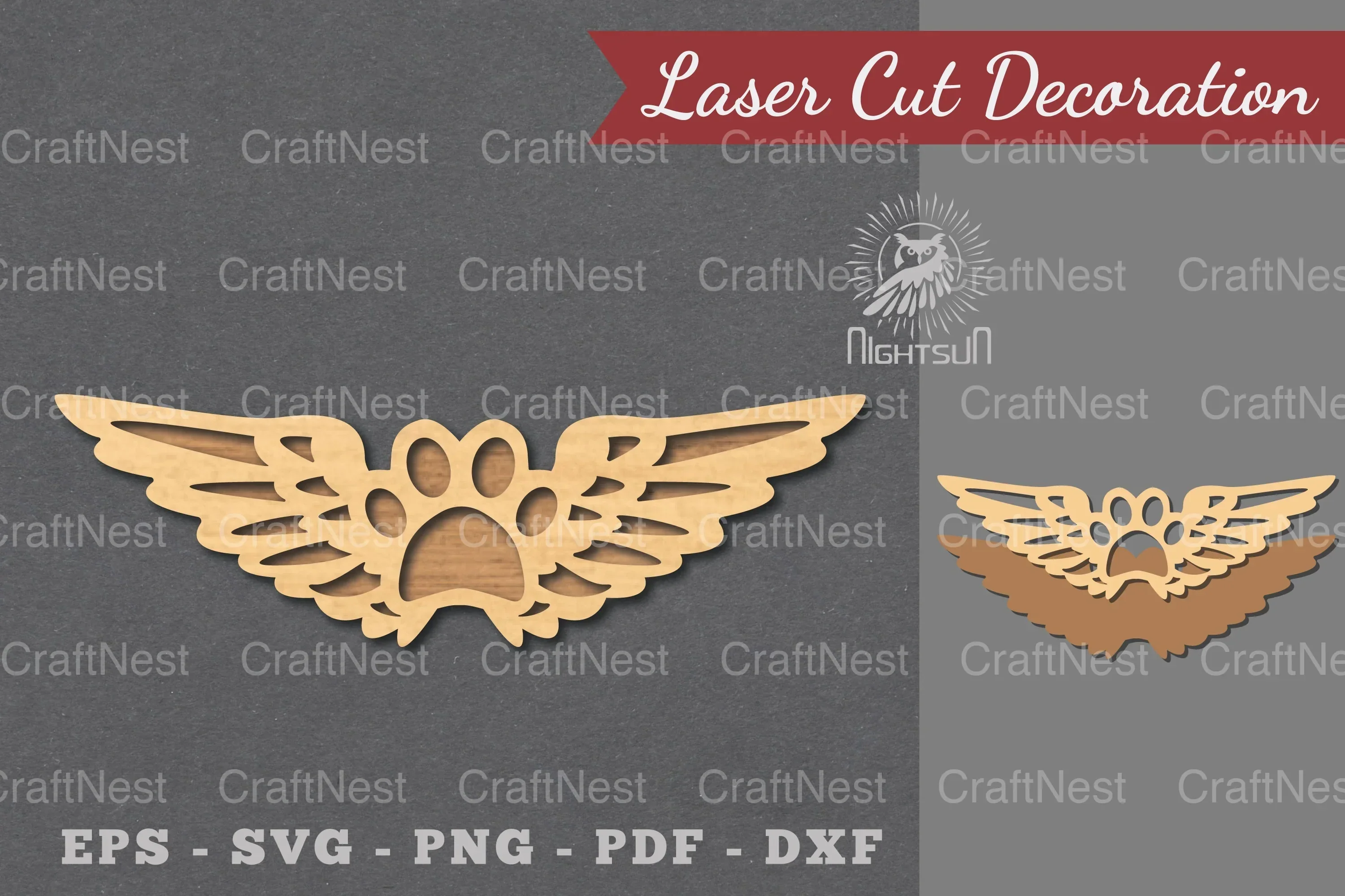 Wings Paw Laser Cut Decoration Clipart Bundle