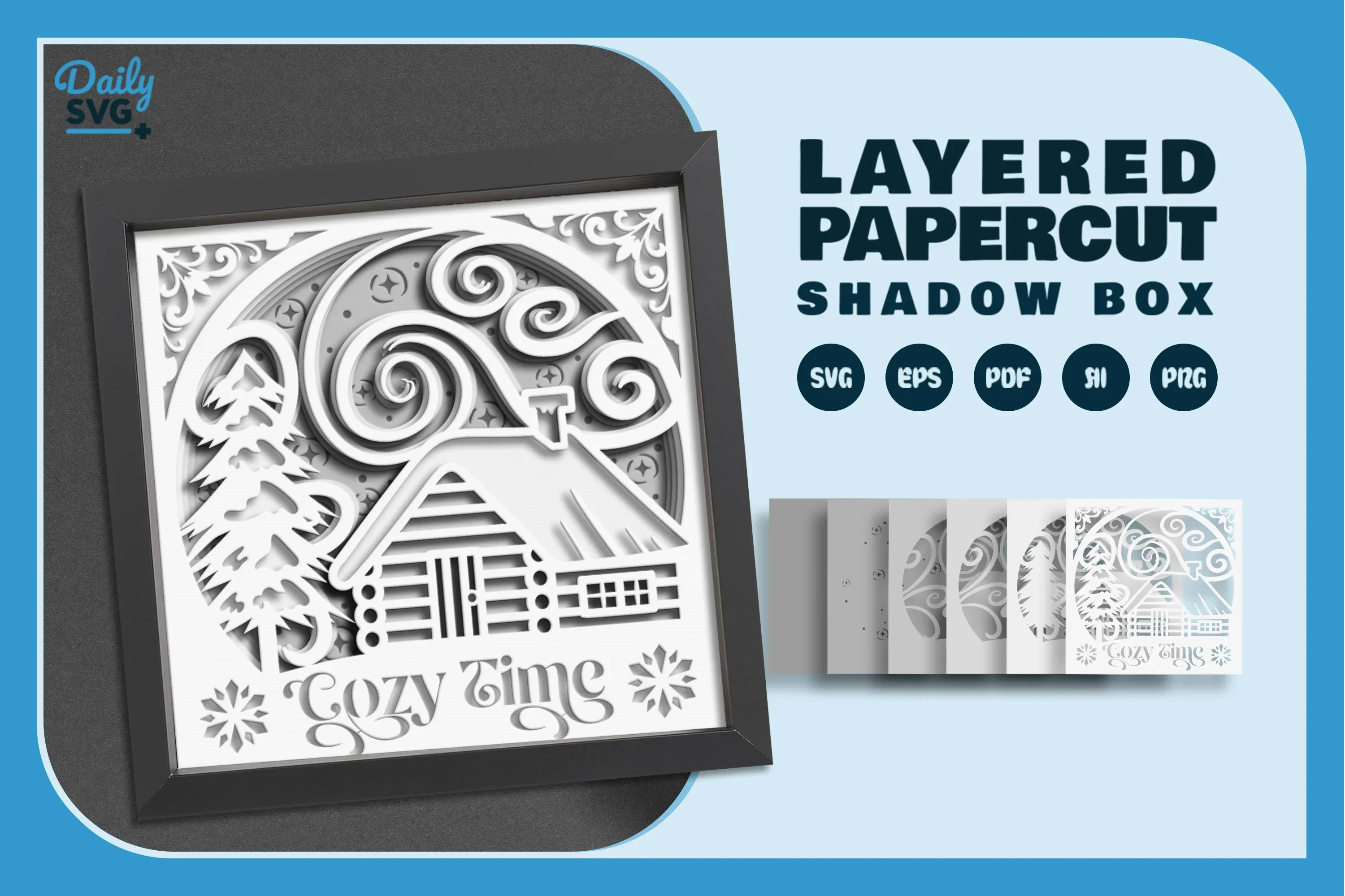 Winter Cabin White Papercut SVG Bundle - Image 2
