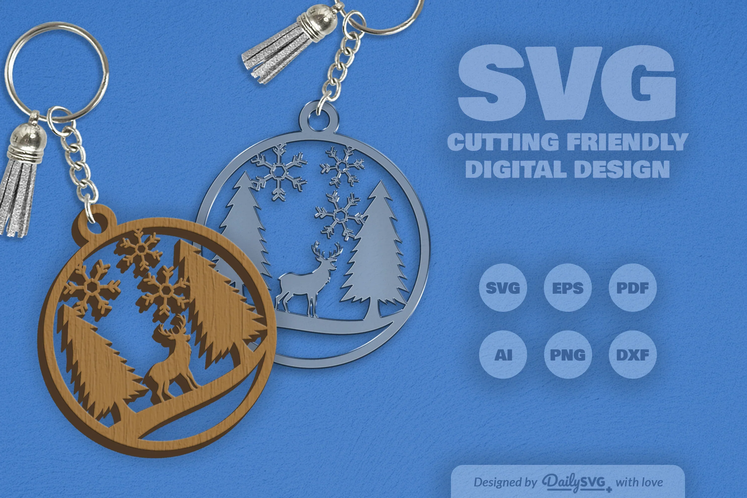 Winter Deer Keychain Clipart SVG Bundle - Image 6