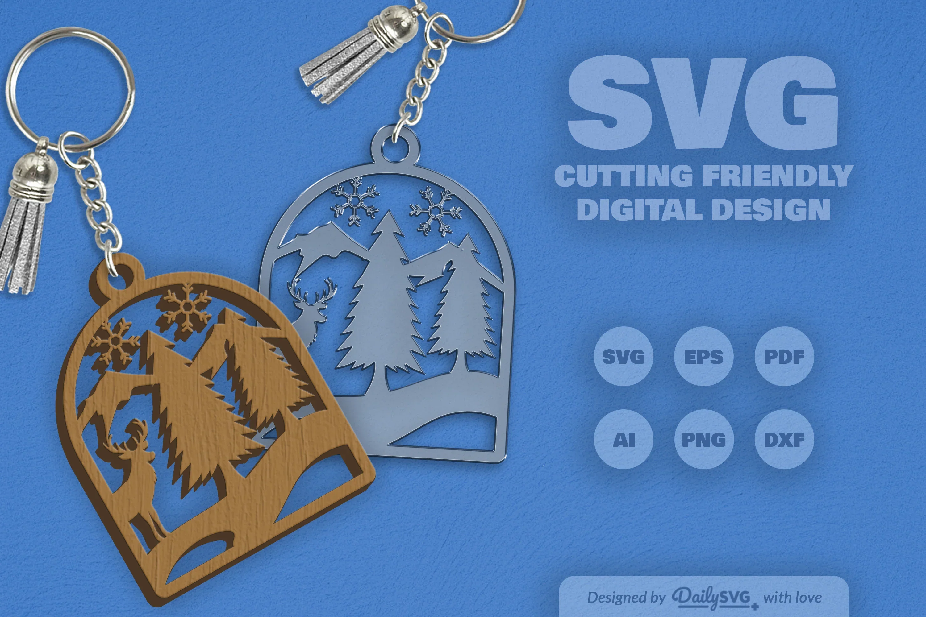 Winter Deer Keychain Clipart SVG Bundle - Image 7