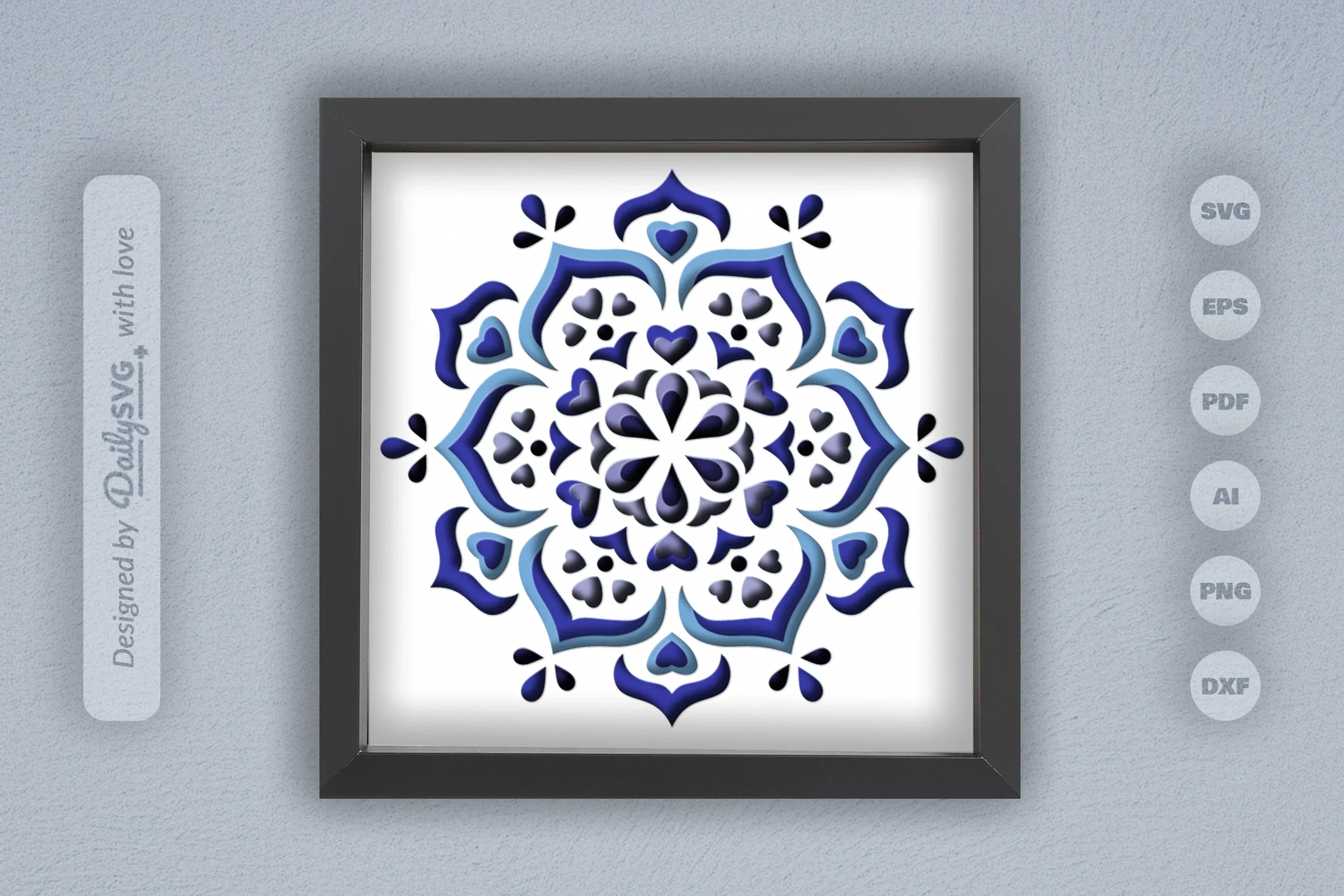 Winter Heart Mandala Papercut SVG Bundle