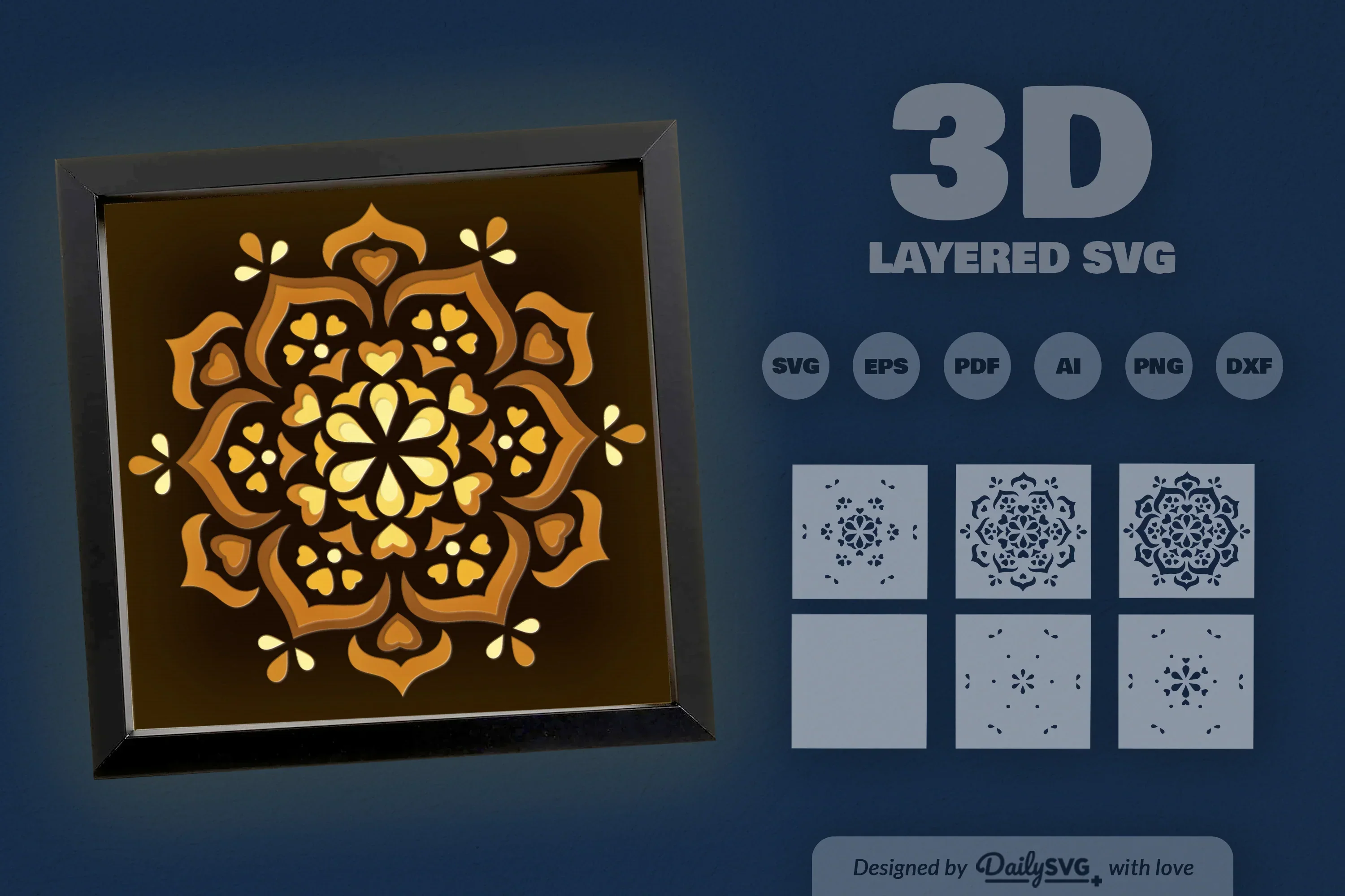 Winter Heart Mandala Papercut SVG Bundle - Image 2