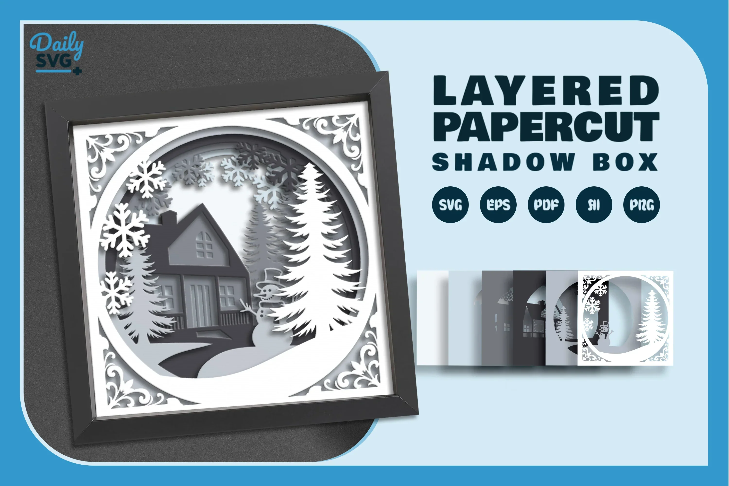 Winter House Papercut SVG Bundle - Image 2