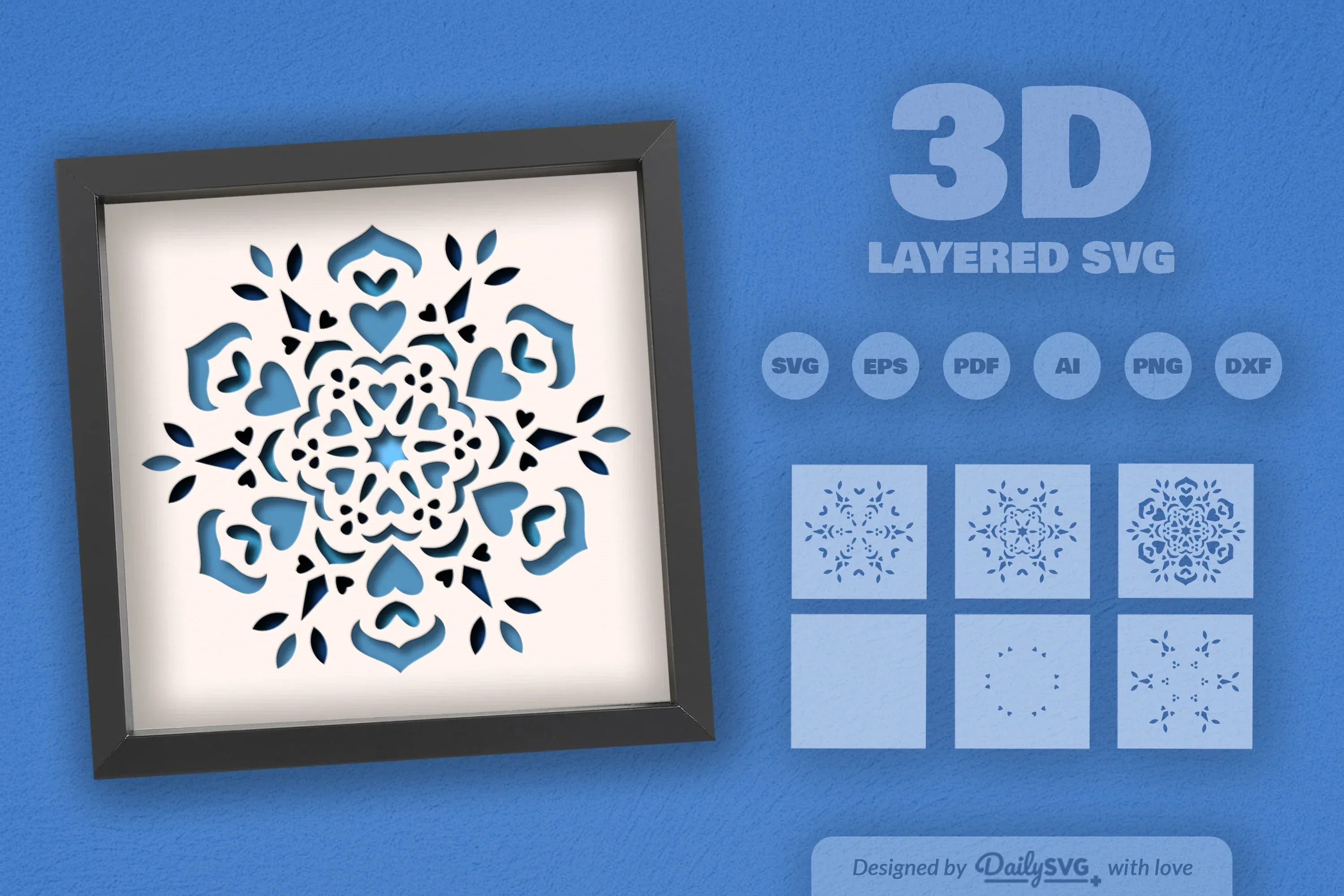 Winter Love Mandala Papercut SVG Bundle - Image 3