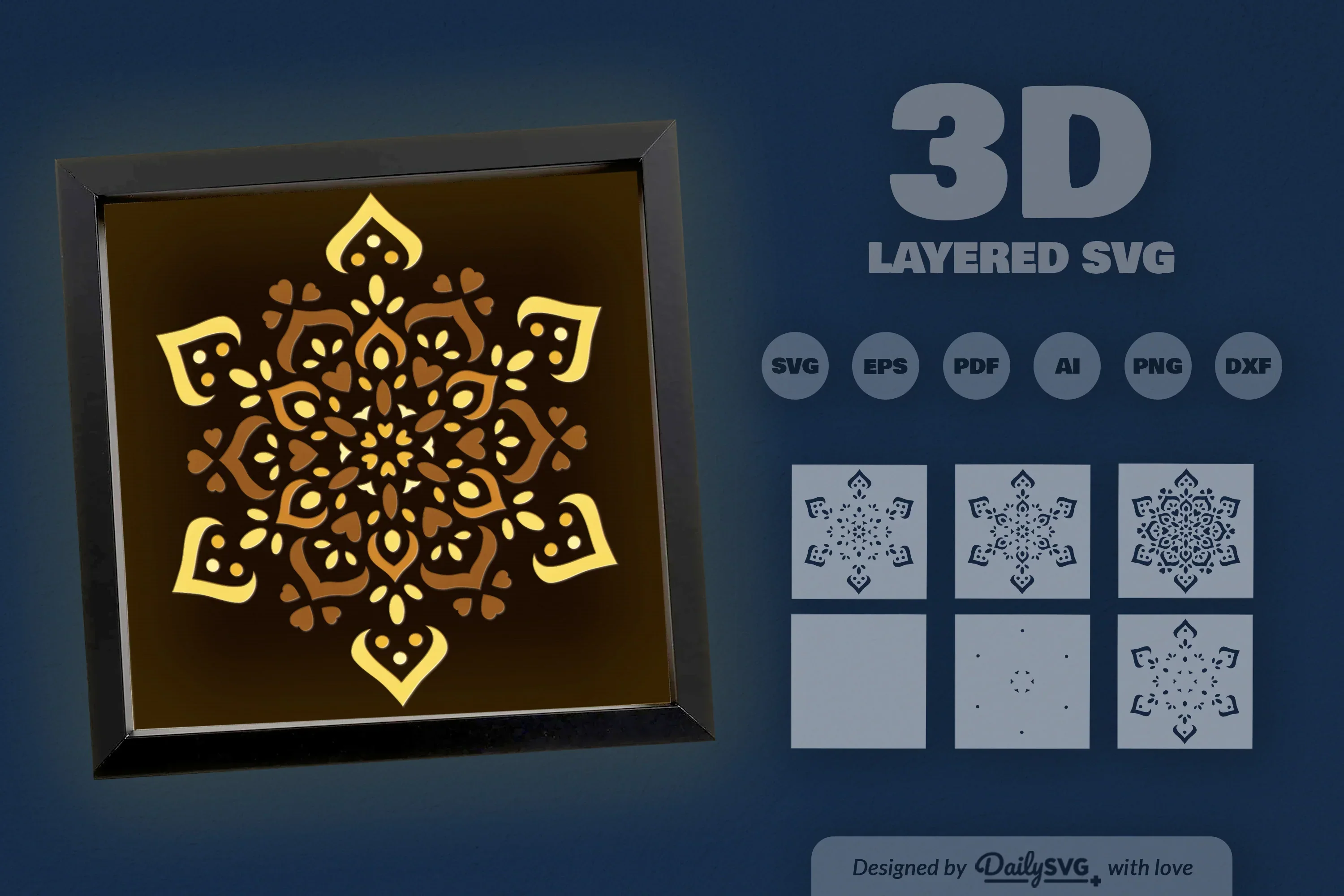 Winter Love Mandala Papercut SVG Bundle - Image 3