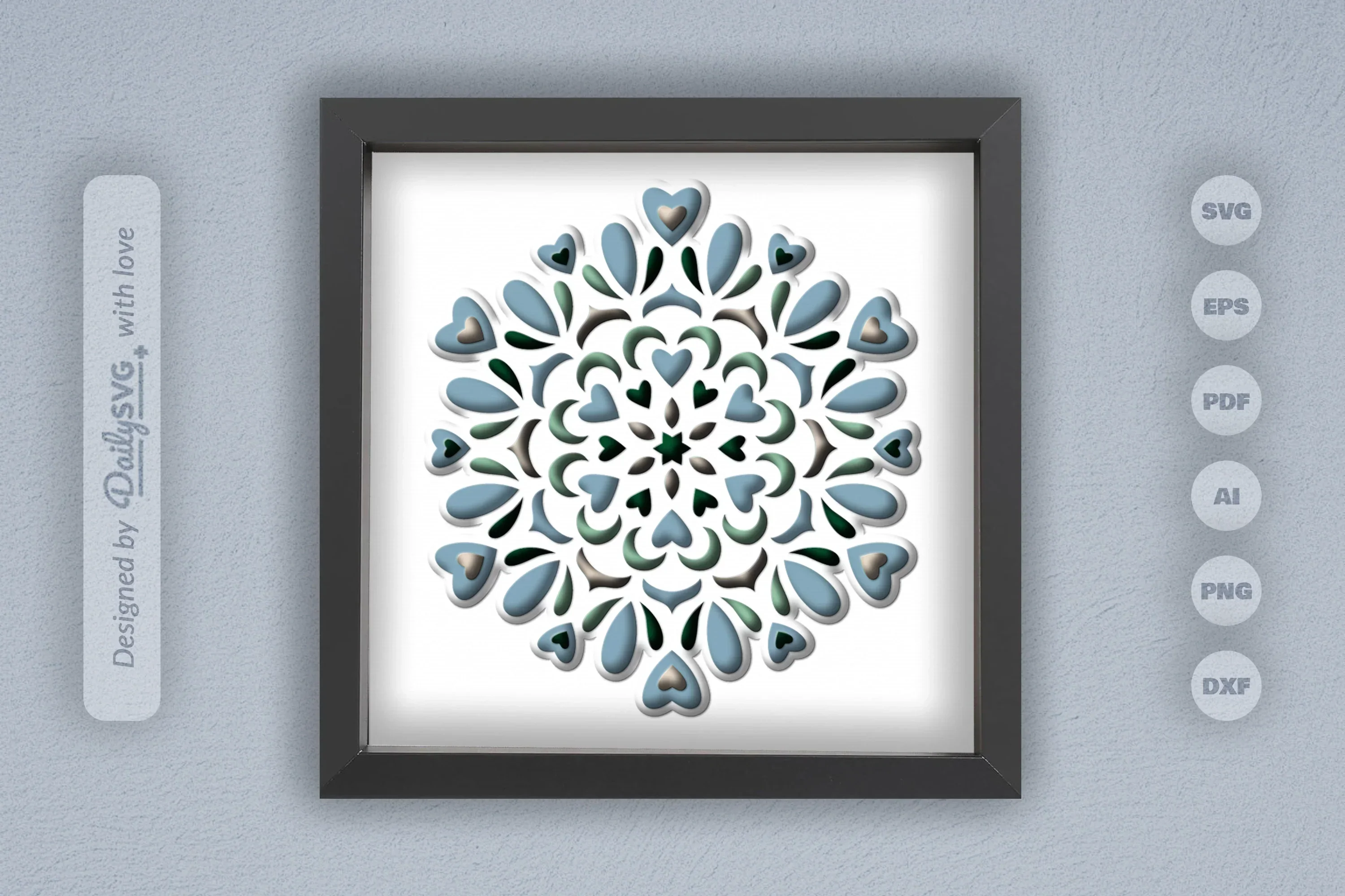 Winter Mandala Heart Papercut SVG Bundle