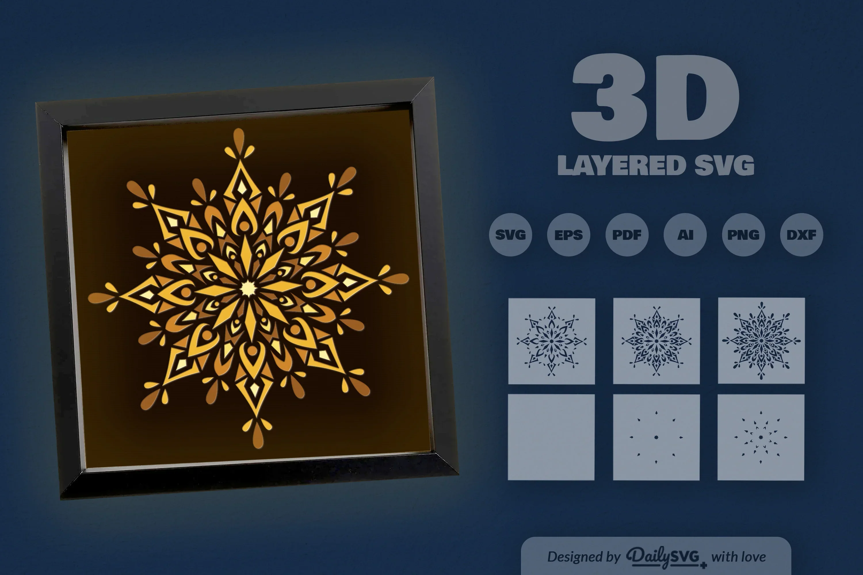 Winter Mandala Papercut SVG Bundle - Image 3